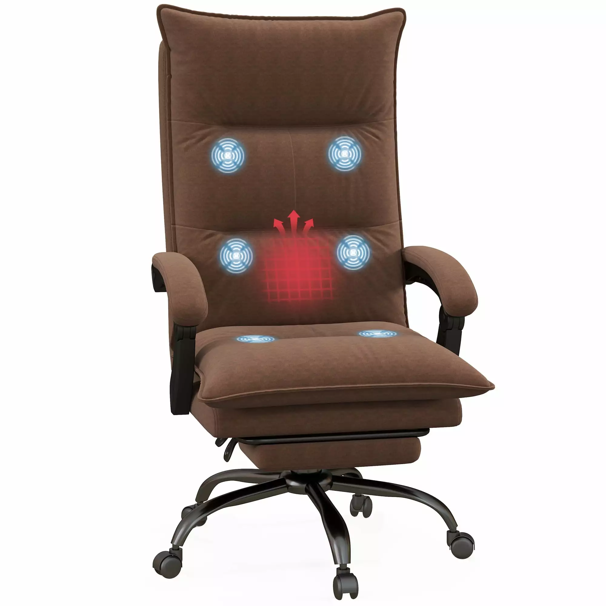 DeeHome Executive Massage Office Chair 6 Vibration Points - Microfiber Computer Desk Chair Heated Reclining and Footrest -...