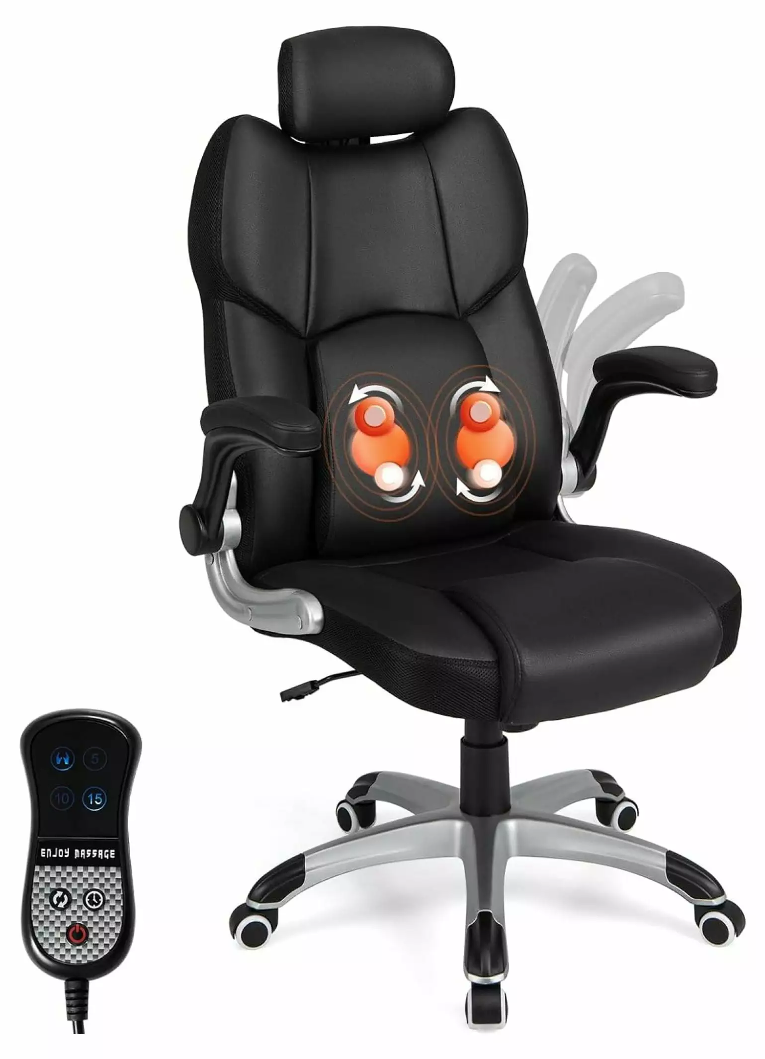 DyGTyX Executive 3D Massage Office Chair Faux Leather Computer Desk Chair Adjustable Headrest Lumbar Support High Back Hom...
