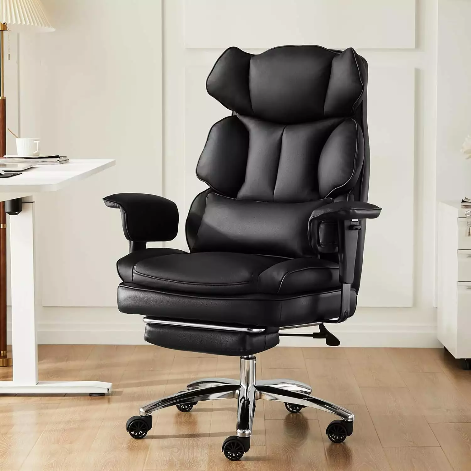 MENGGE Executive Home Office Desk Chair Ergonomic Big Tall High Back Footrest Lumbar Support Reclining PU Leather Computer...
