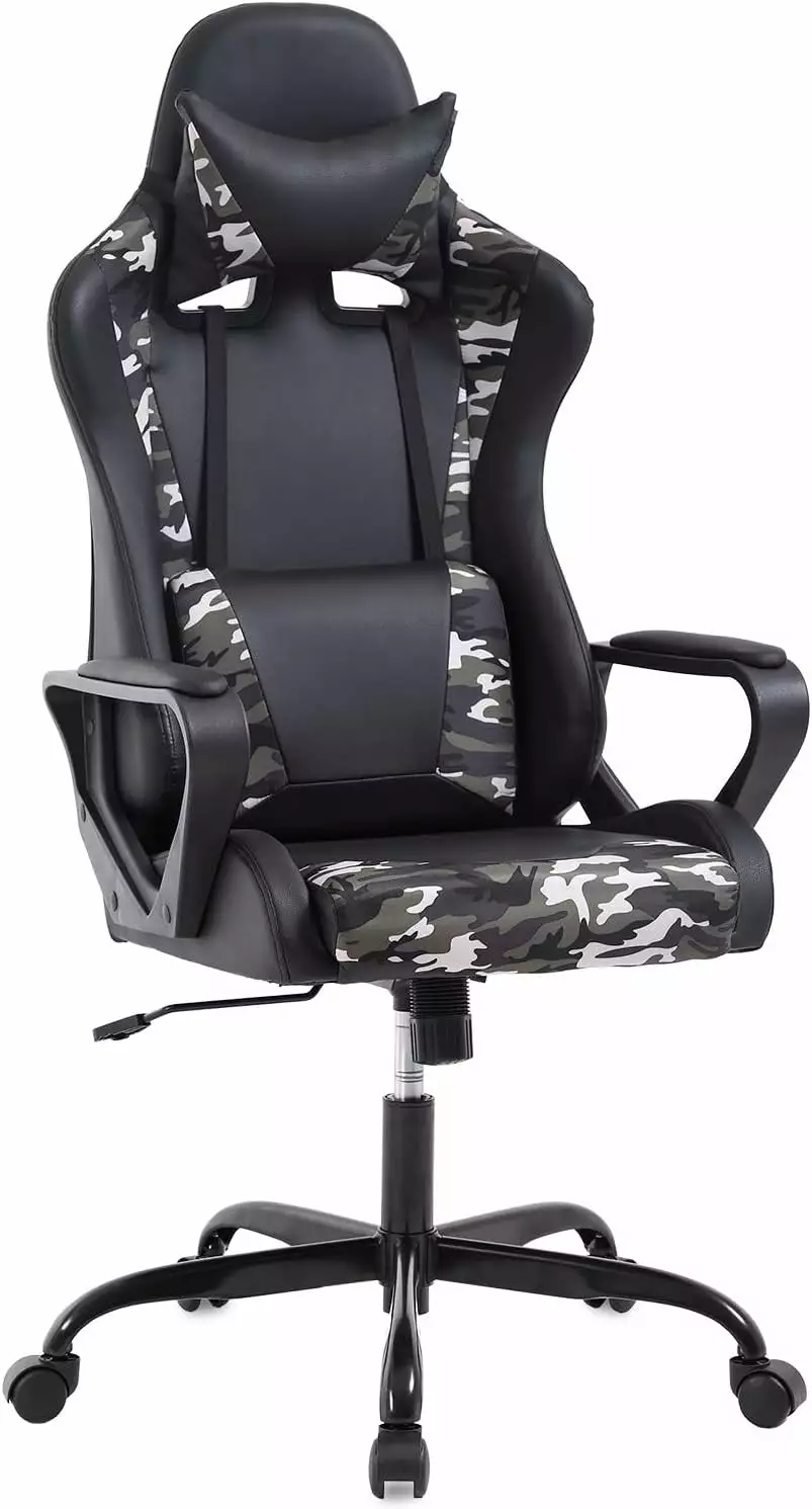 Office Desk Lumbar Support Arms Headrest High Back PU Leather Racing Rolling Swivel Executive Computer Chair Women Adults ...