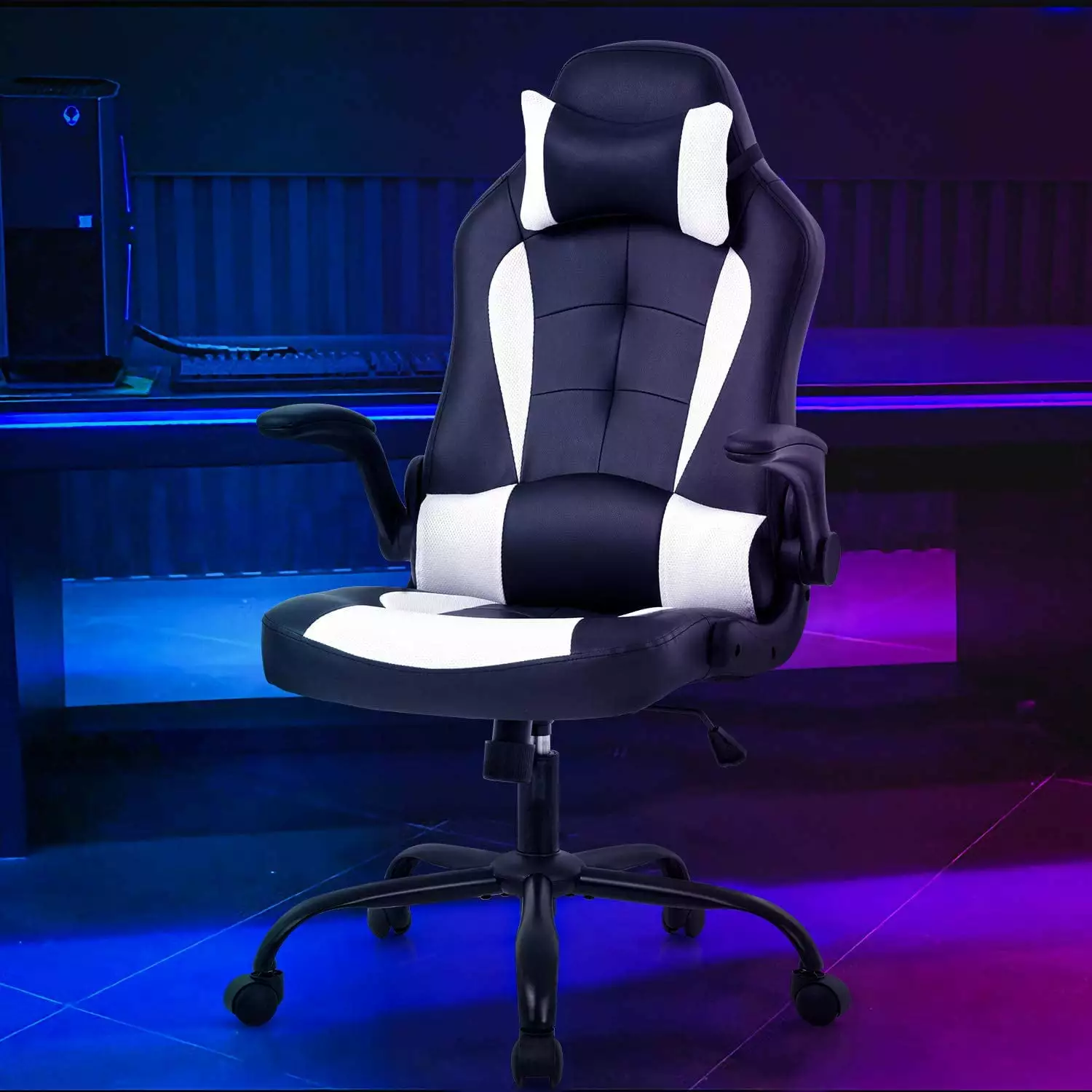 OffiClever Racing Style Office High Back Desk Executive PU Leather Rolling Task Swivel Computer Chair TRAHOO