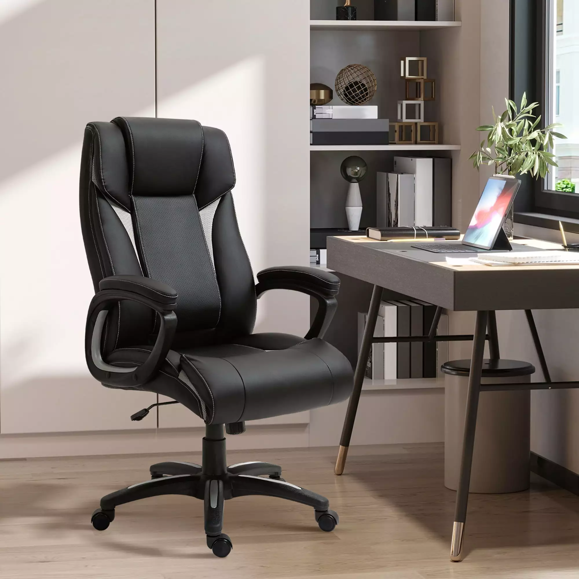 Vinsetto Ergonomic High Back Executive Office Chair Padded Armrests Adjustable Height PU Leather Computer Desk Chair