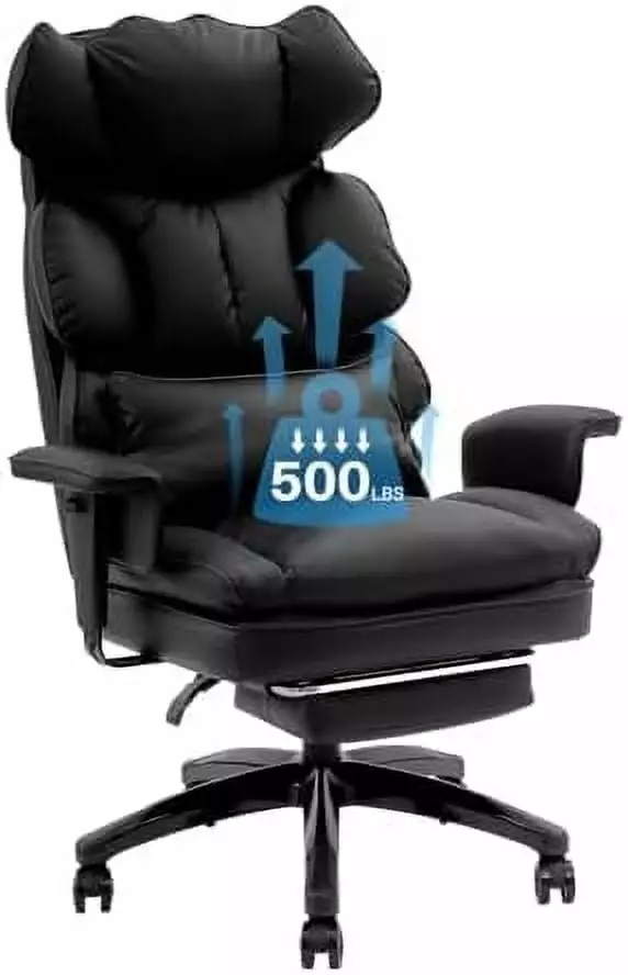 Redlife Heavy Duty Office Chair Big and Tall Chair 500lbs Footrest Black XINGAN