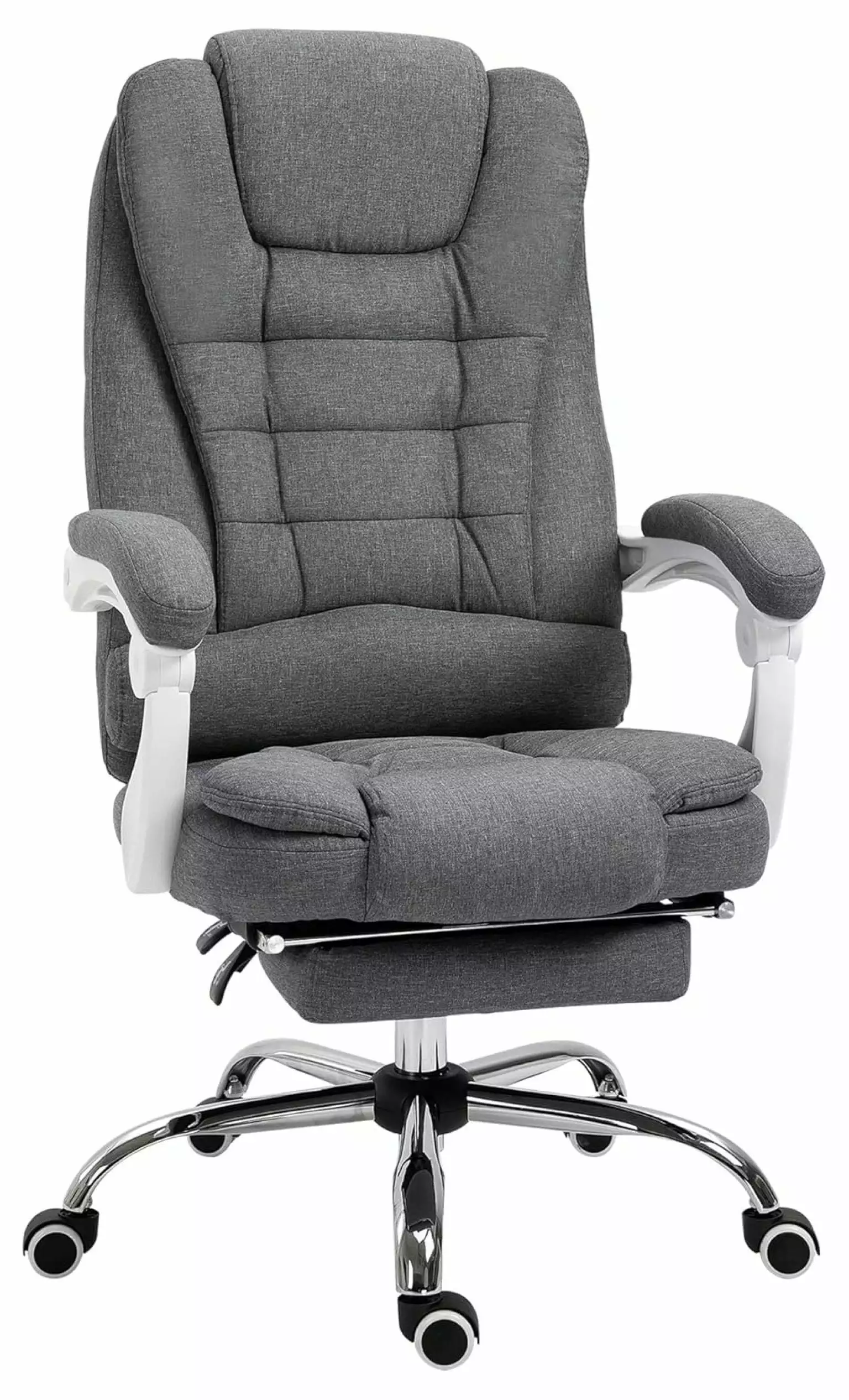 Vinsetto High-Back Executive Office Chair Footrest Linen-Fabric Padded Armrests Ergonomic Gray Computer Chair Zazesaby