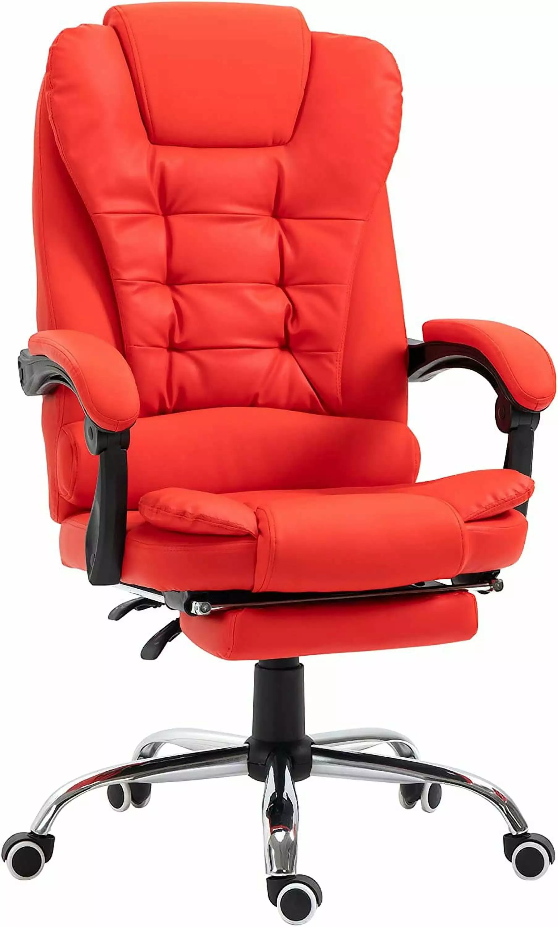 BIZFURN High Back Ergonomic Executive Office Chair PU Leather Computer Chair Retractable Footrest Lumbar Support Padded He...