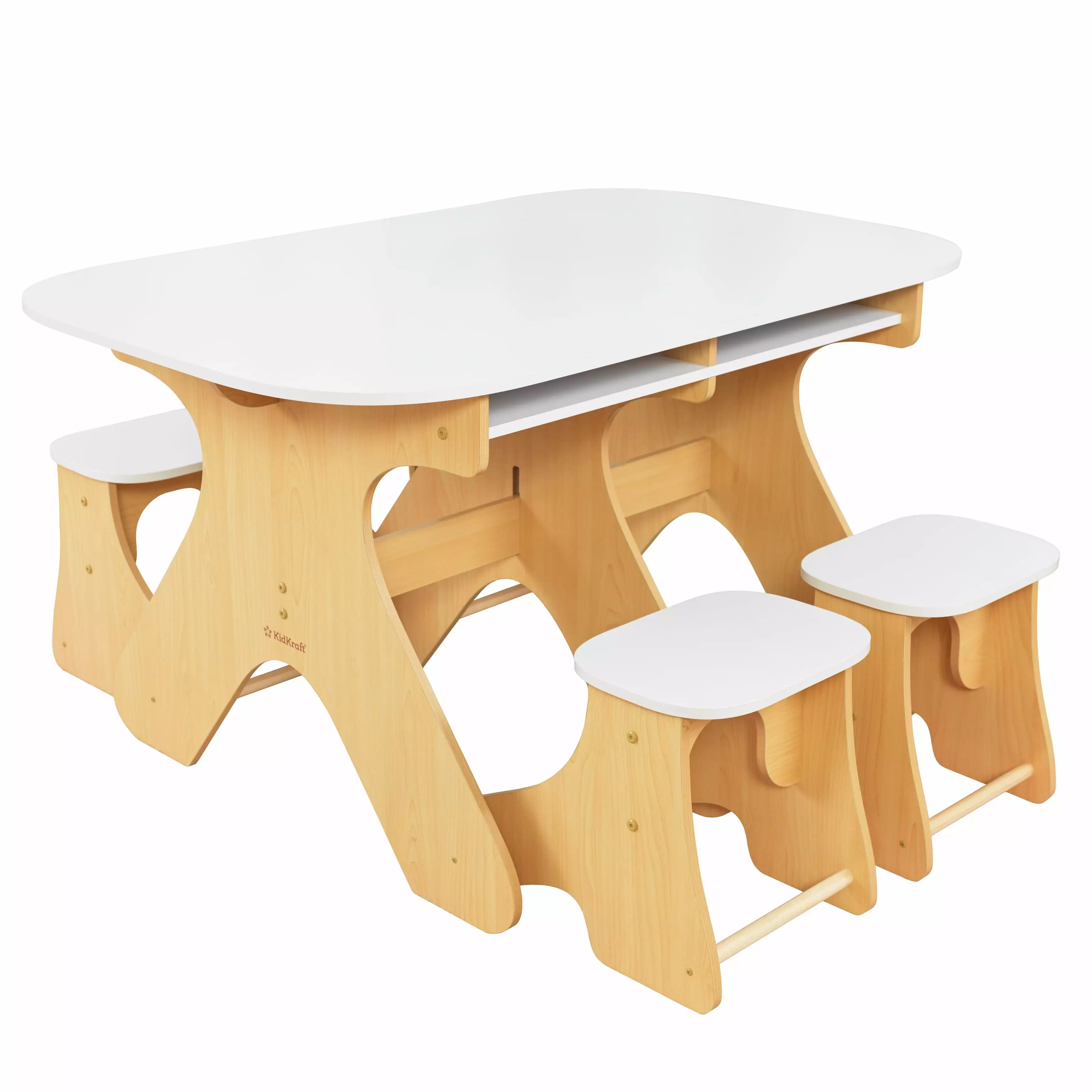KidKraft Arches Expandable Wooden Table & Bench Set White