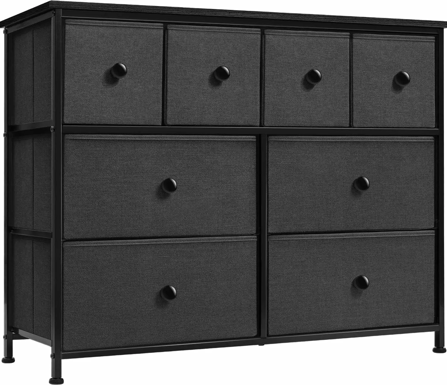 Sorbus 8 Drawer Storage Tower Fabric Bins and Knobs - Black Dresser Adults