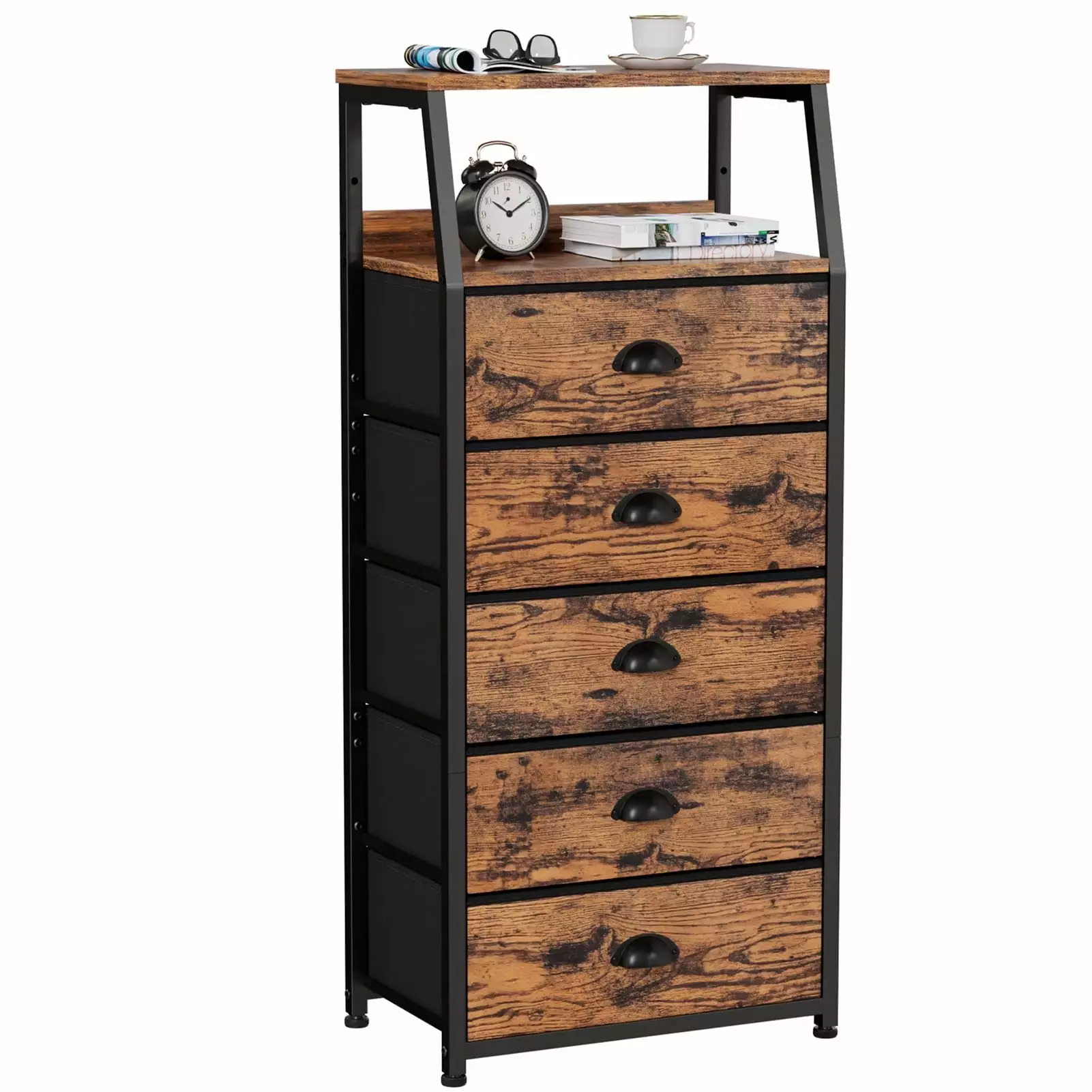 Furulem 5-Drawer Dresser Fabric Bin Vertical Storage Living Room Bedroom