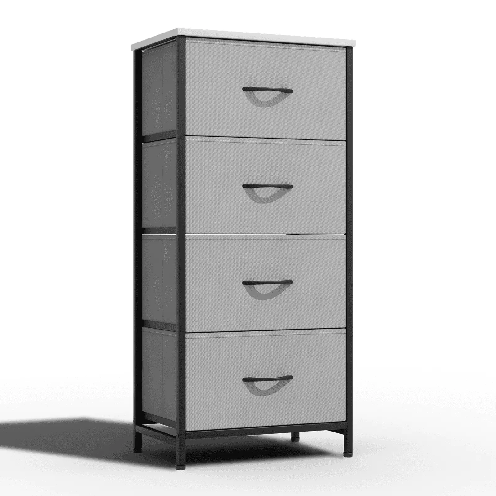 Gray Wooden 4 Drawer Chest Dresser Metal Frame and Fabric Drawers Magshion - Perfect Bedroom or Living Room