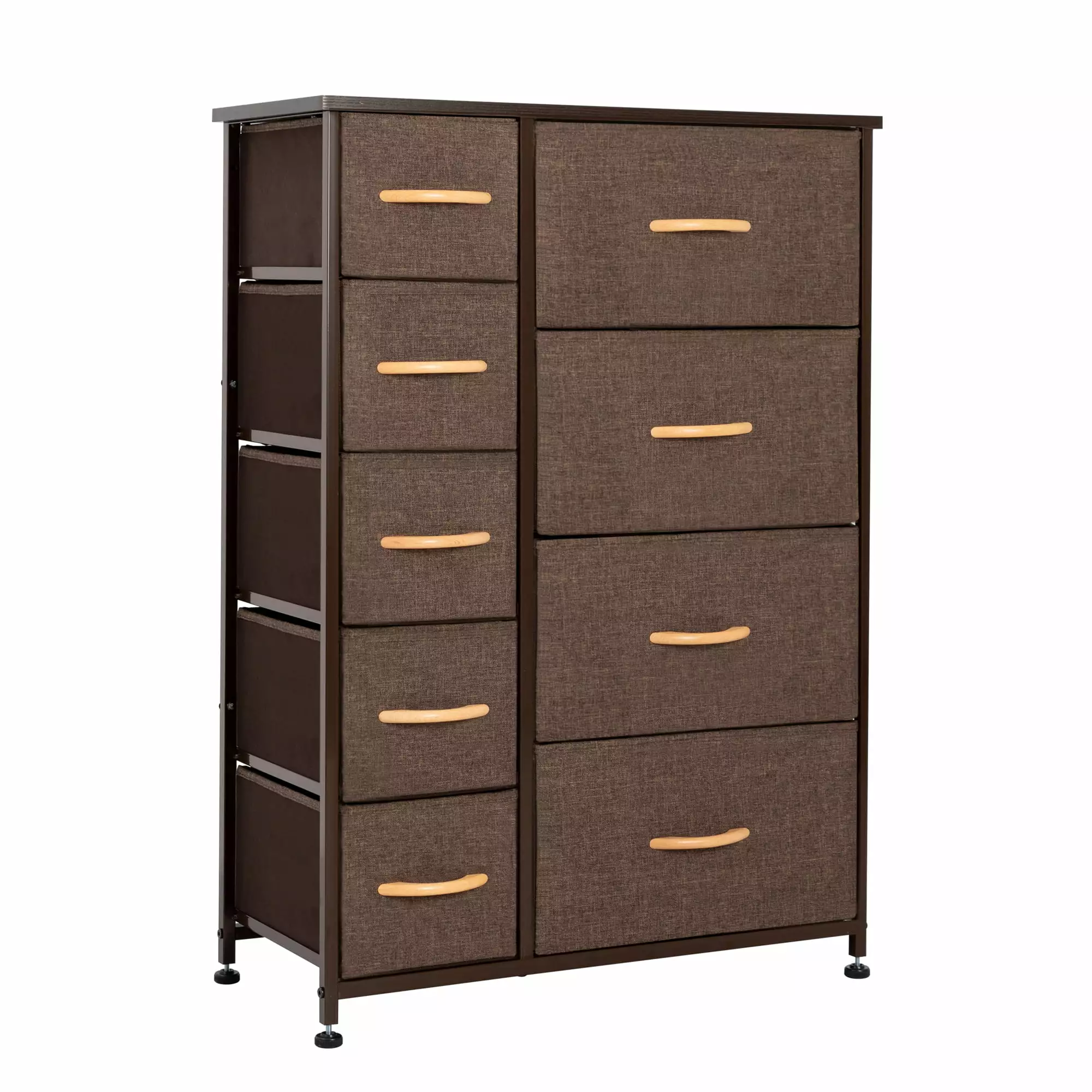 Pellebant Fabric Vertical Dresser Storage Tower 9 Drawers Brown Medium Wood