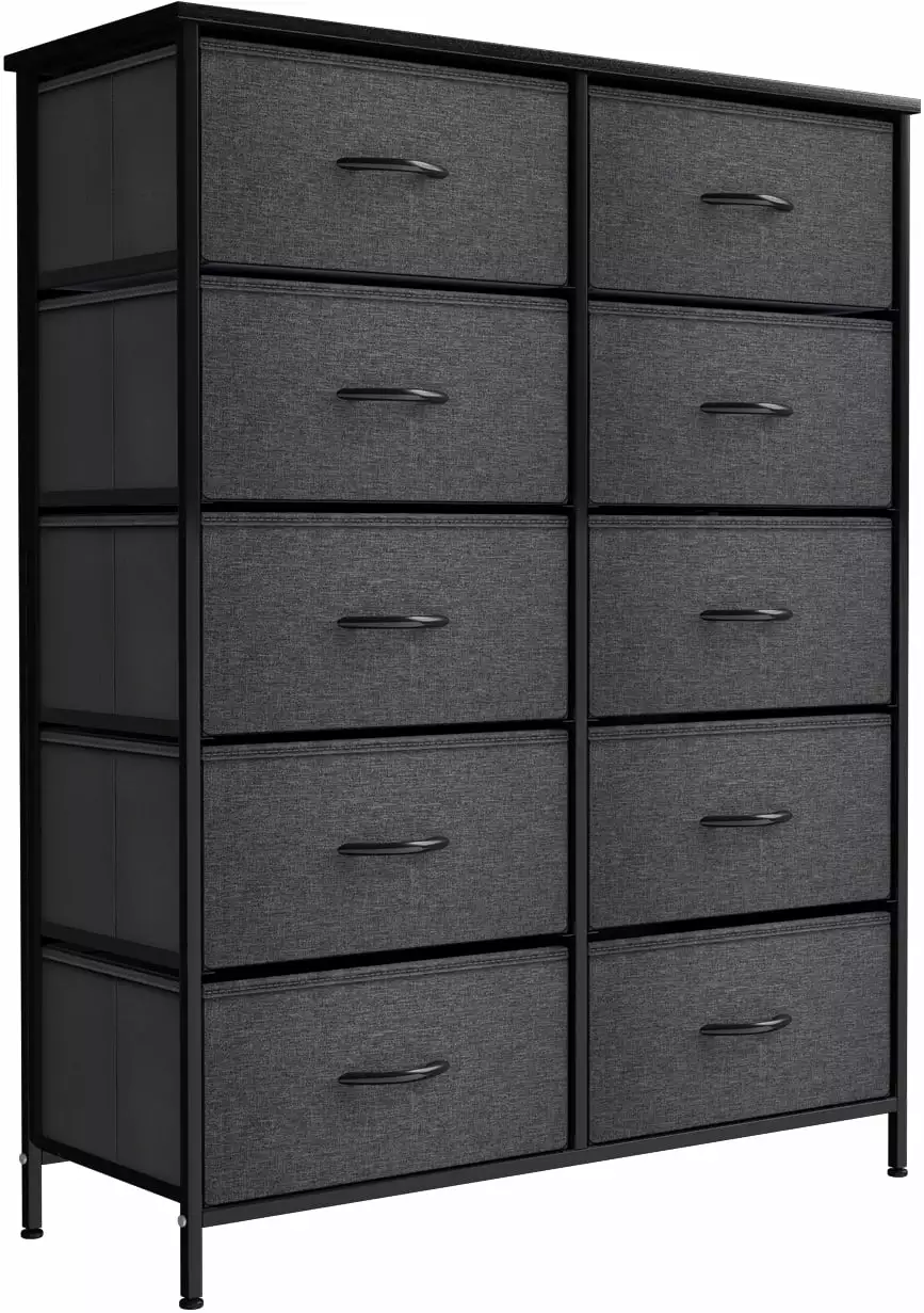 Sorbus 10-Drawer Dresser Easy-Pull Fabric Bins Bedroom Hallway Dorm Storage