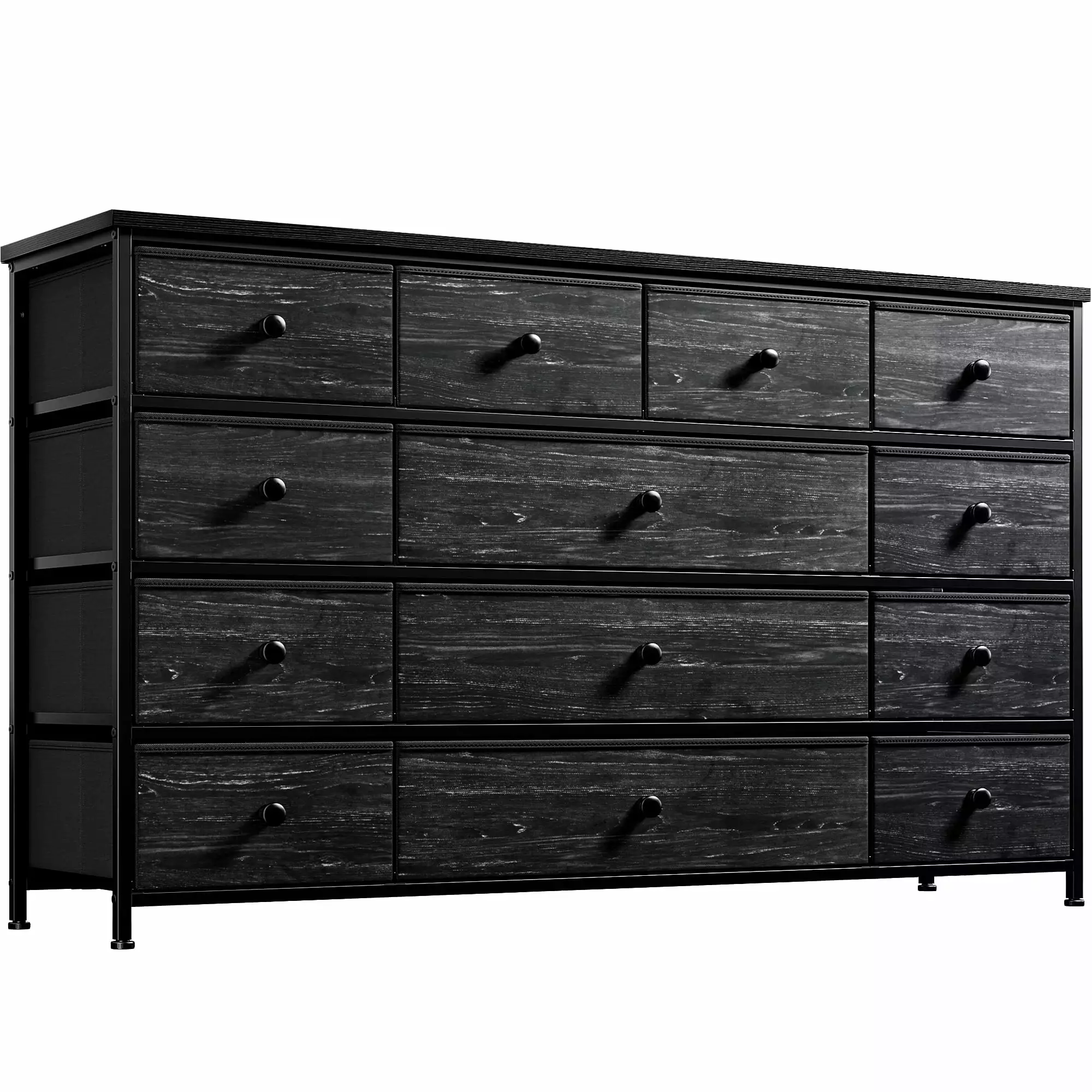 EnHomee Black Dresser Bedroom TV Stand 13 Drawers Wide Fabric Storage Dresser Living Room Closet Entryway