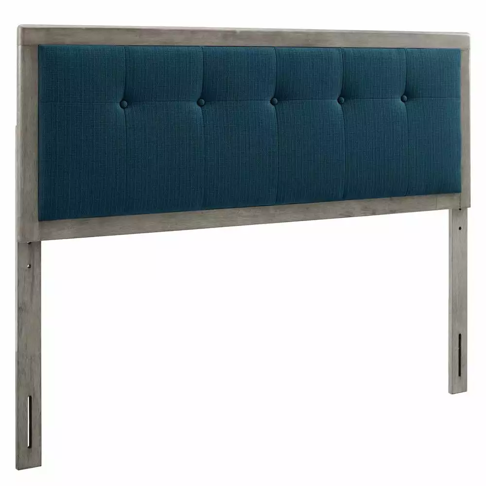 Modway Draper Tufted King Fabric and Wood Headboard Gray Azure Blue - Modern Bedroom Headboard
