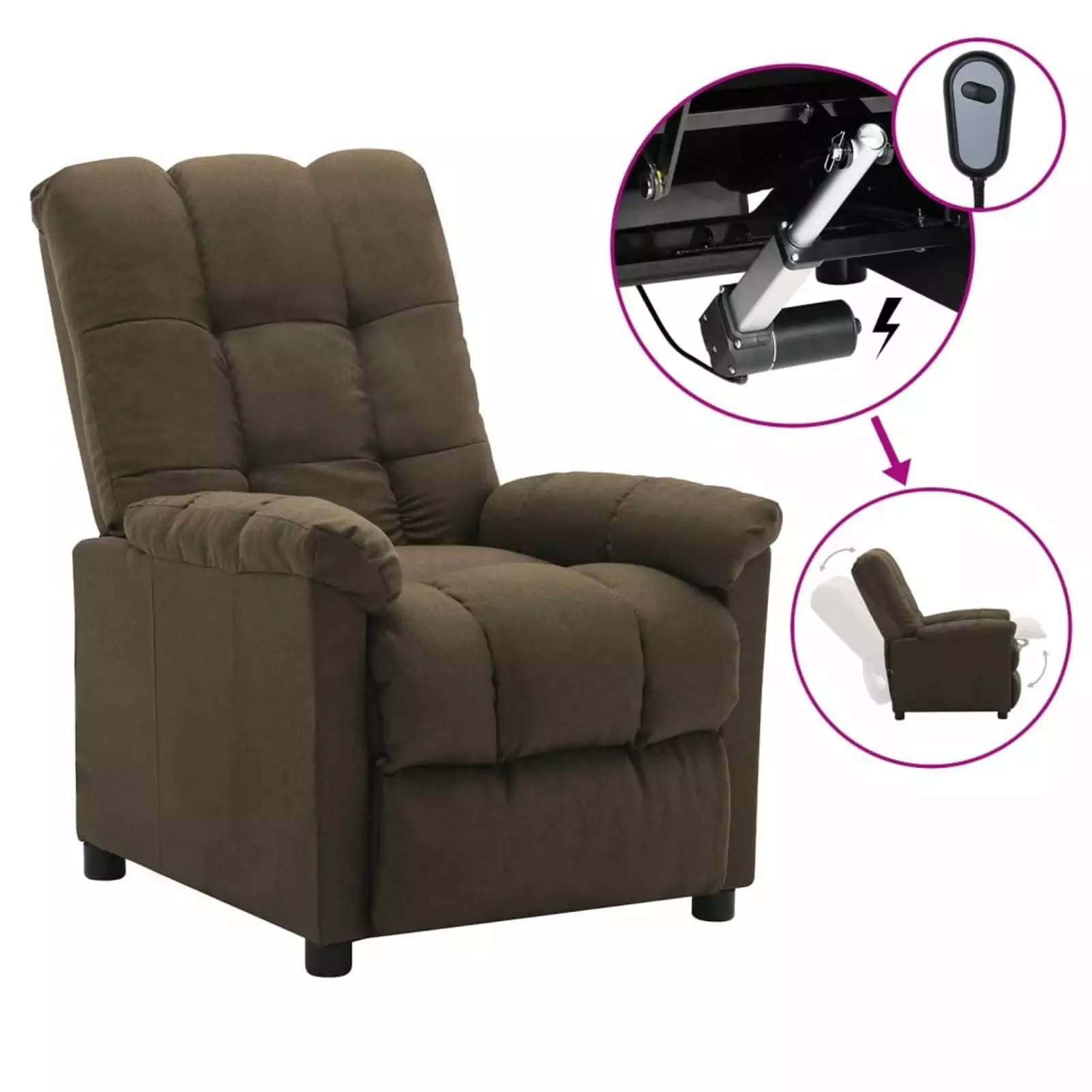 Aibecy Recliner Chair Brown Fabric Reclining Sofa Living Room Comfort