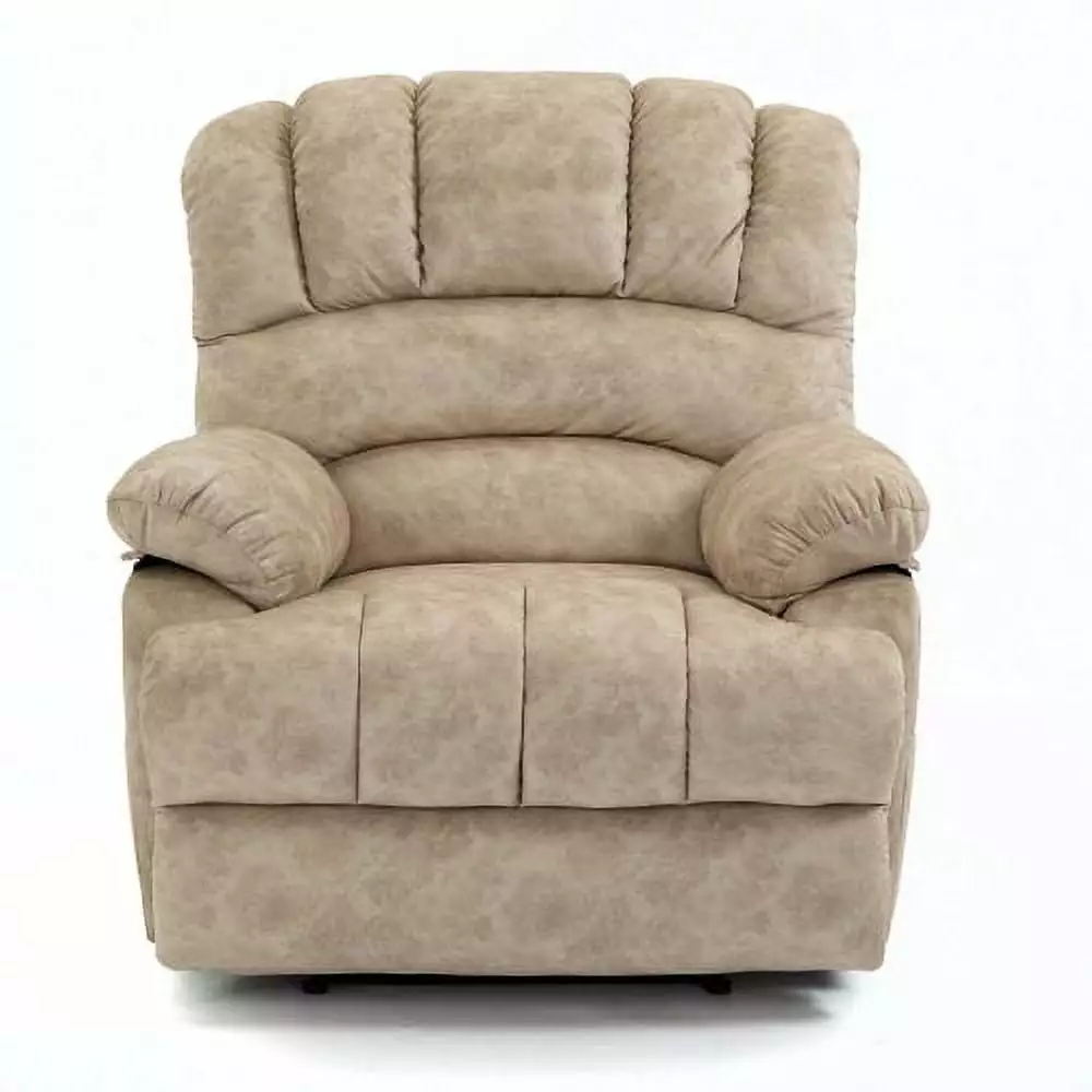 Large Manual Recliner Chair Beige Fabric Living Room Relaxation ANHUITAGS