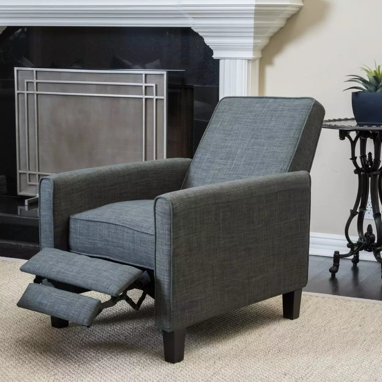 GDF Studio Jeffrey Fabric Recliner Club Chair Dark Blue Comfortable Lounge Chair GDFSTUDIO