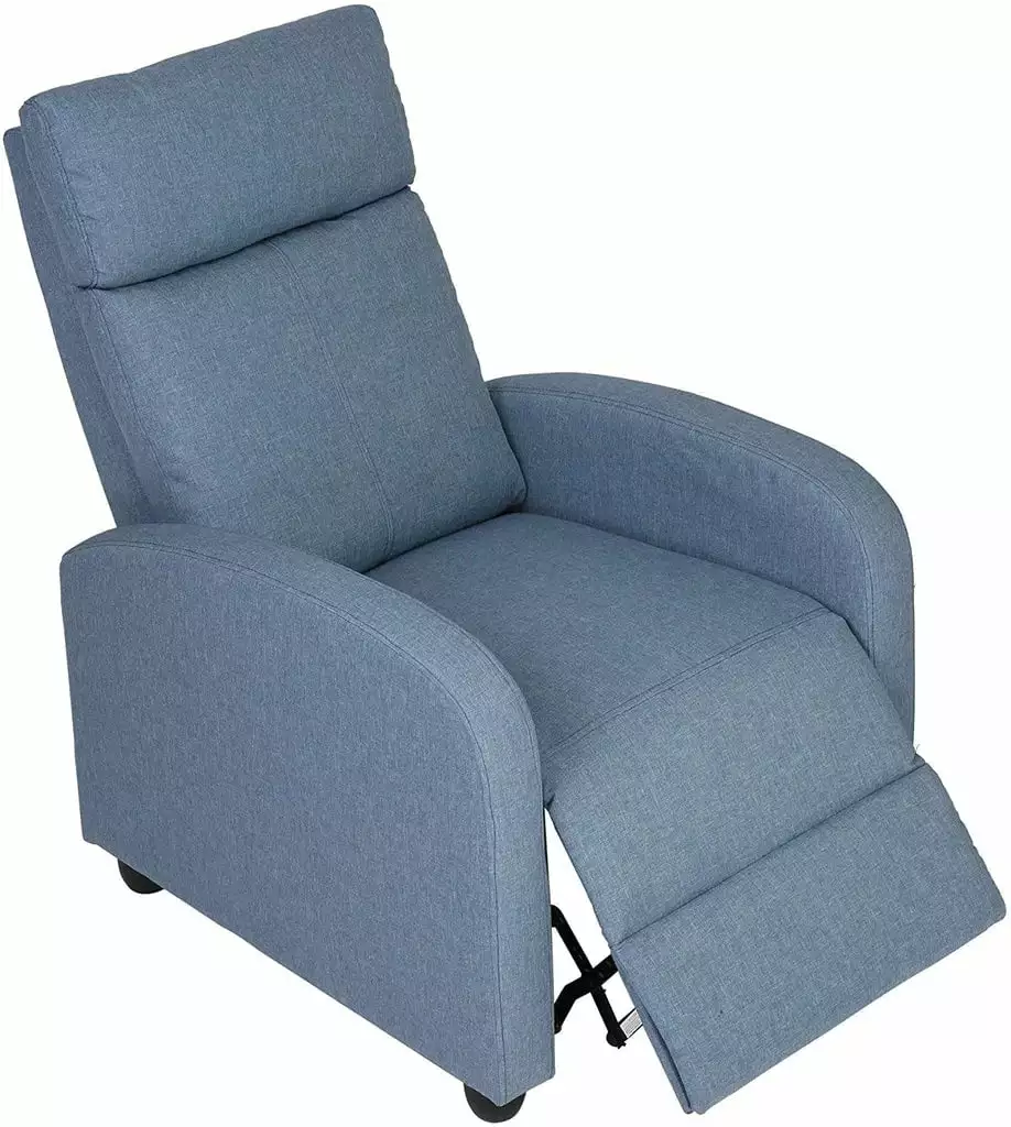 Fabric Recliner Chair Adjustable Single Sofa Living Room and Bedroom Blue Generic