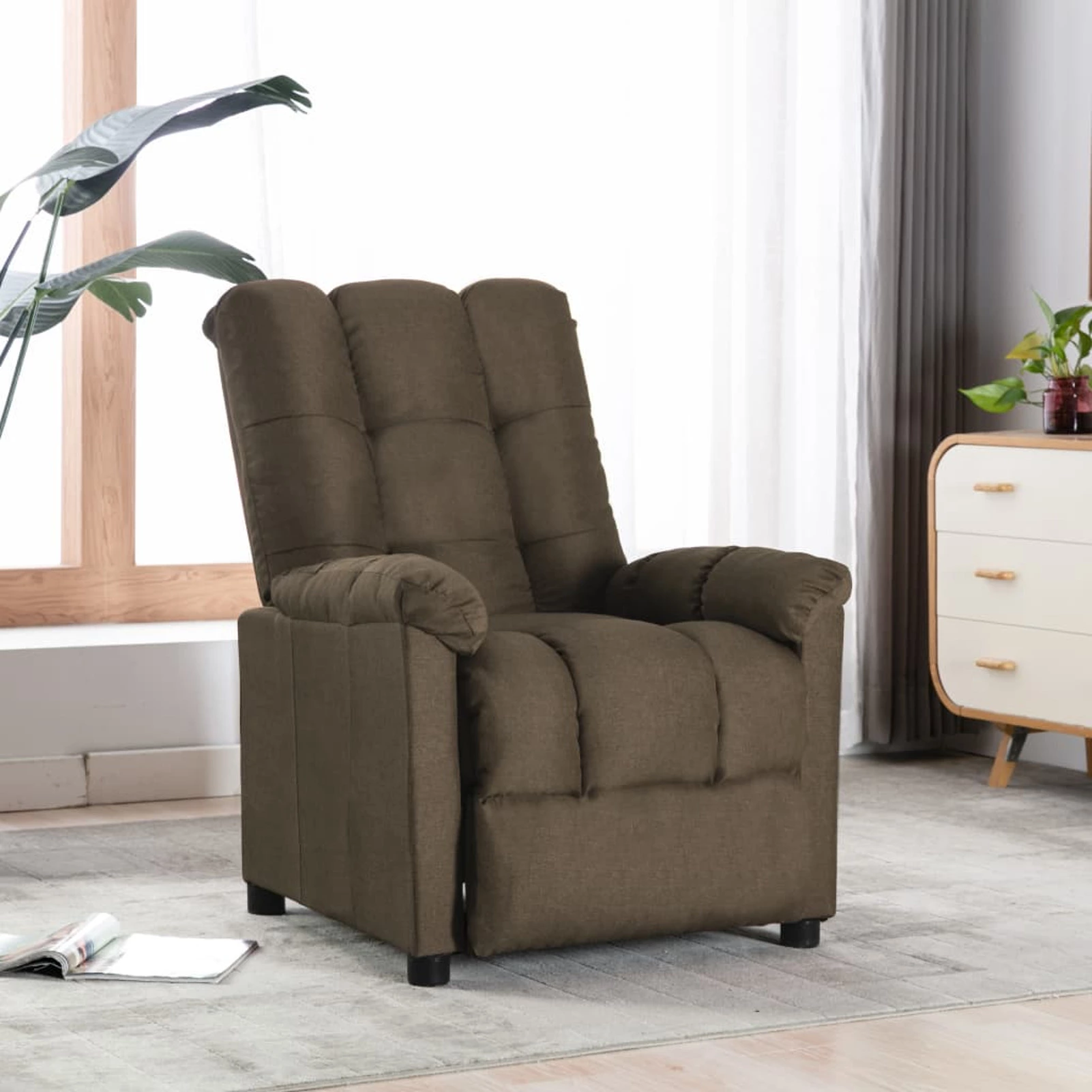 Recliner Chair Brown Fabric Comfortable Living Room Reclining Sofa Htovila