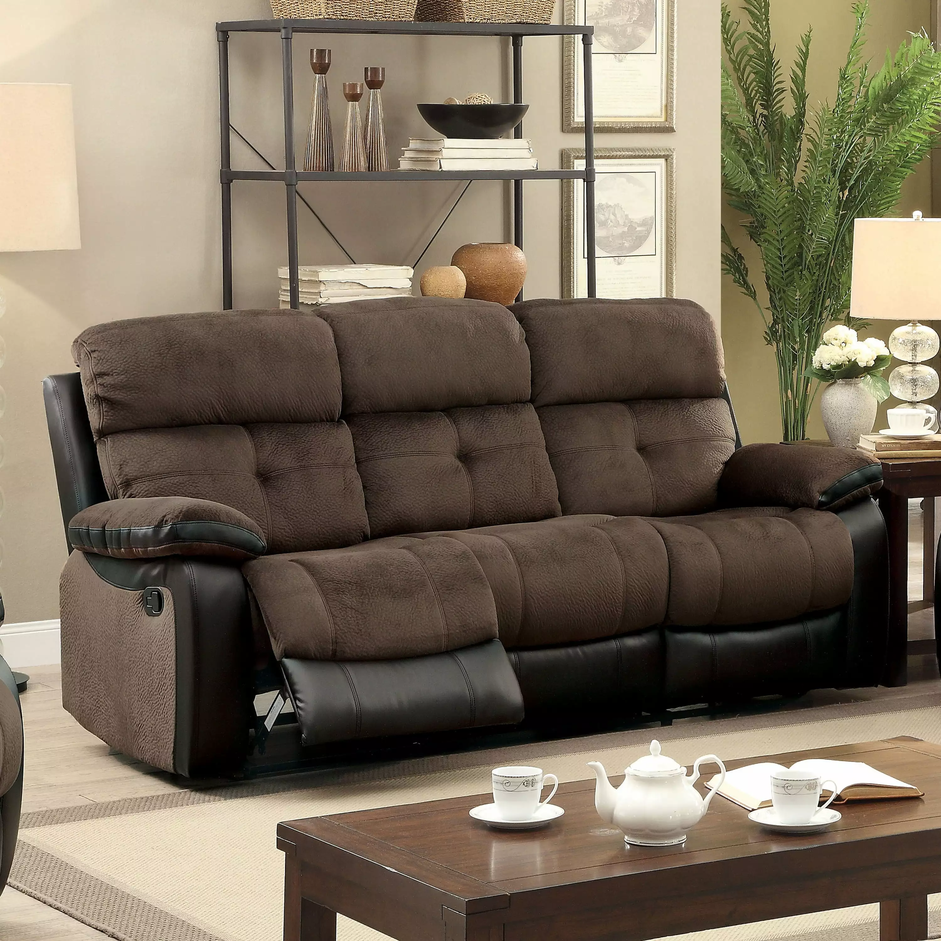 Furniture America Transitional Fabric Tristen Sofa Brown