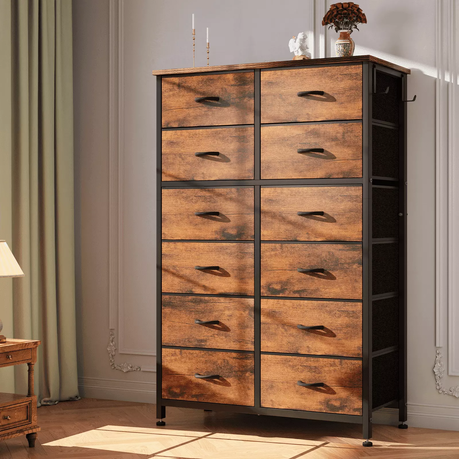 GIKPAL 12 Drawer Dresser Fabric Drawer Kids and Adults Steel Frame Brown