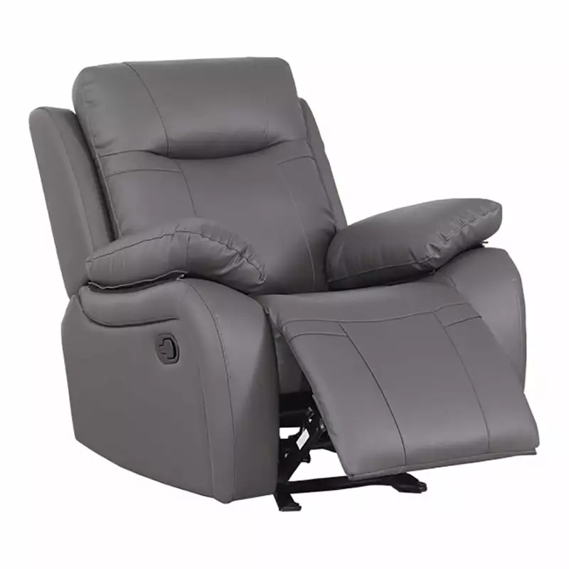 Alexent Gray Manual Faux Leather Recliner Couch Reclining Arm Chair