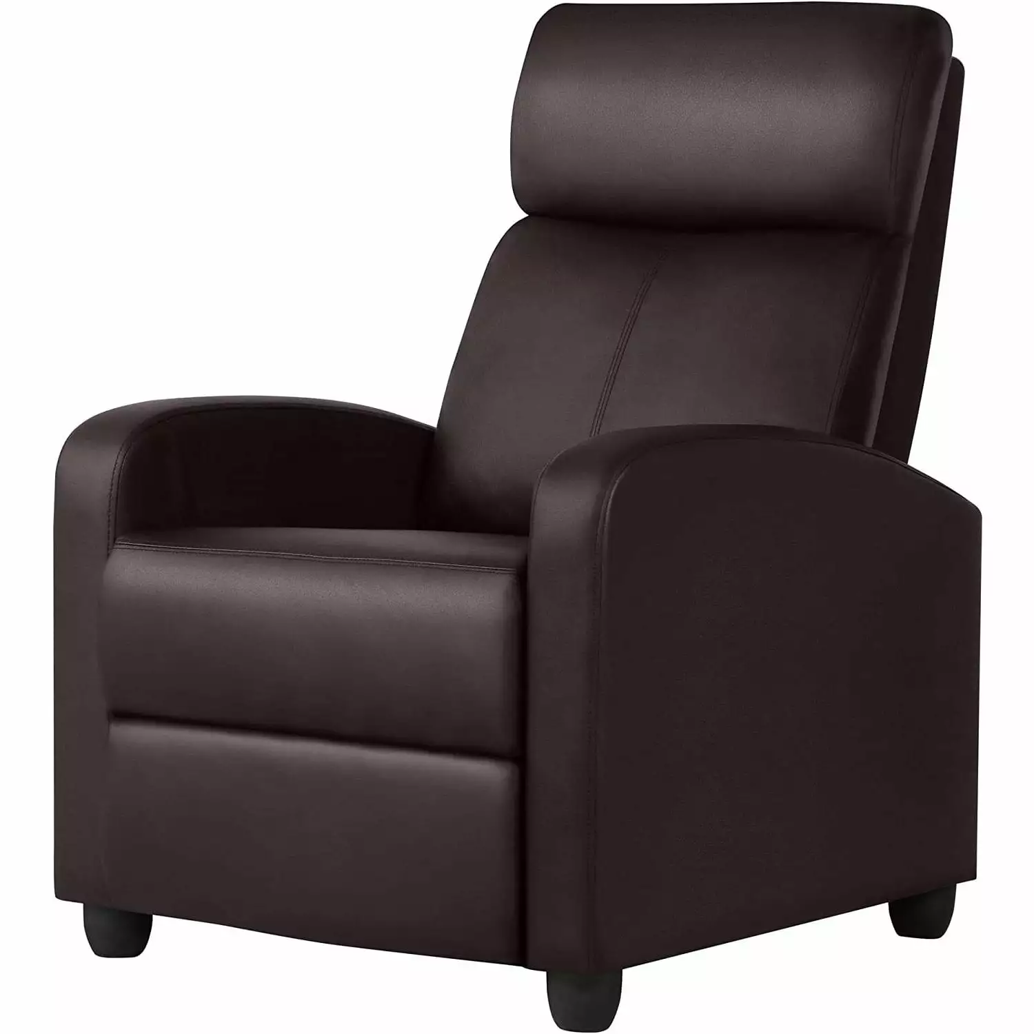 Dark Brown High-Density Faux Leather Push Back Recliner Chair Modern Fast Furnishing