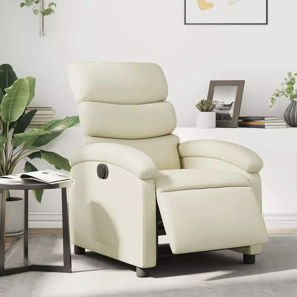 vidaXL Electric Recliner Chair Cream Faux Leather Smooth Reclining Mechanism