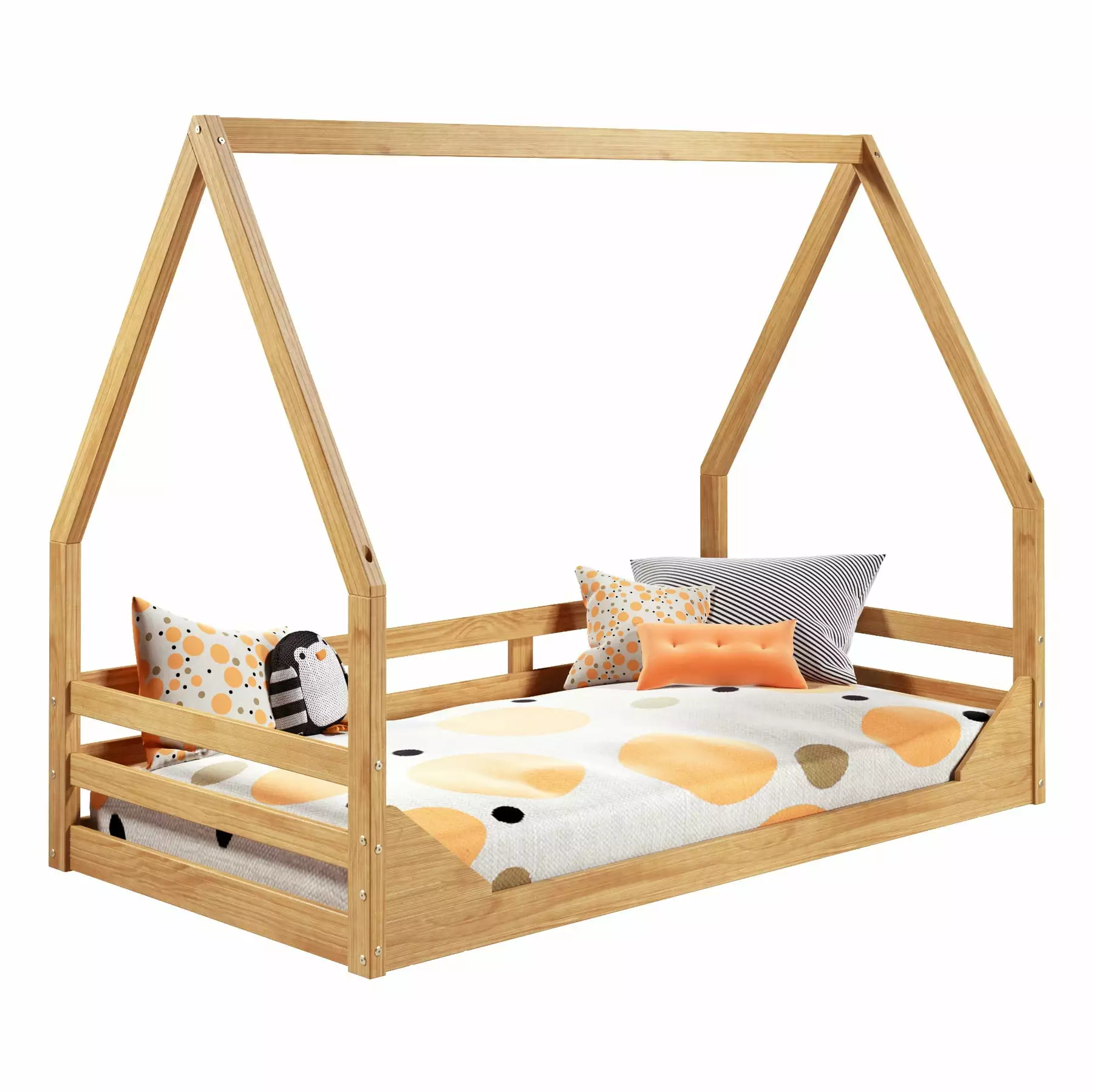 P'kolino Casita Kids Twin Floor Bed Natural - Solid Wood and FSC Certified