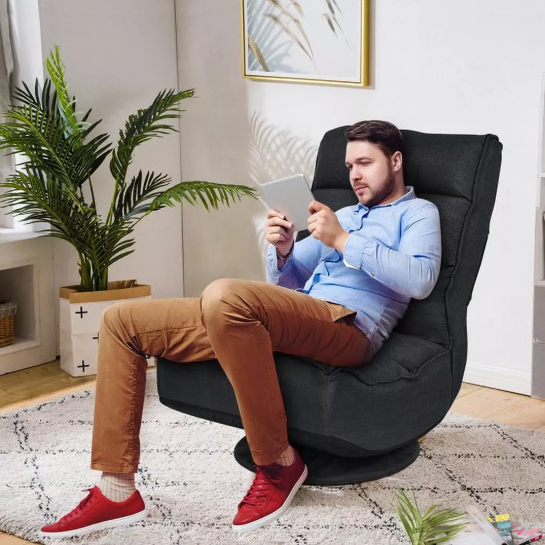 5-Position Folding Floor Gaming Chair Black Generic