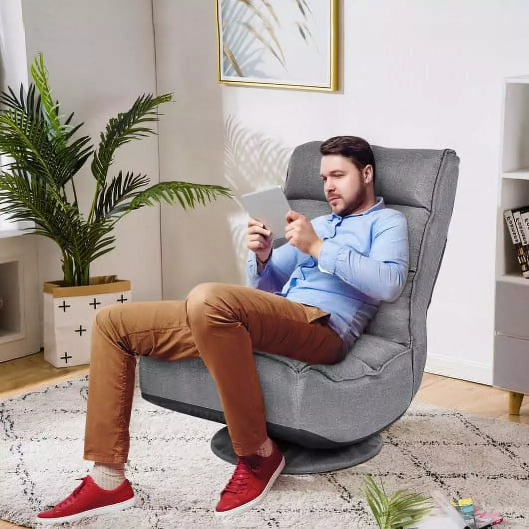 5-Position Folding Floor Gaming Chair Gray Generic