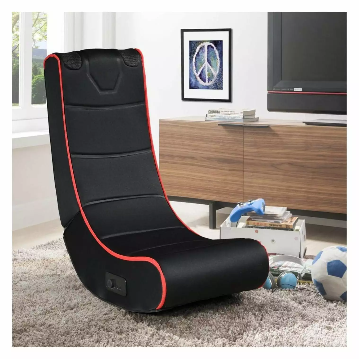 Foldale Video Gaming Chair Floor Chair Rocker TV Reading Playing Video Games Back Support Adjustable Foldable Backrest Med...