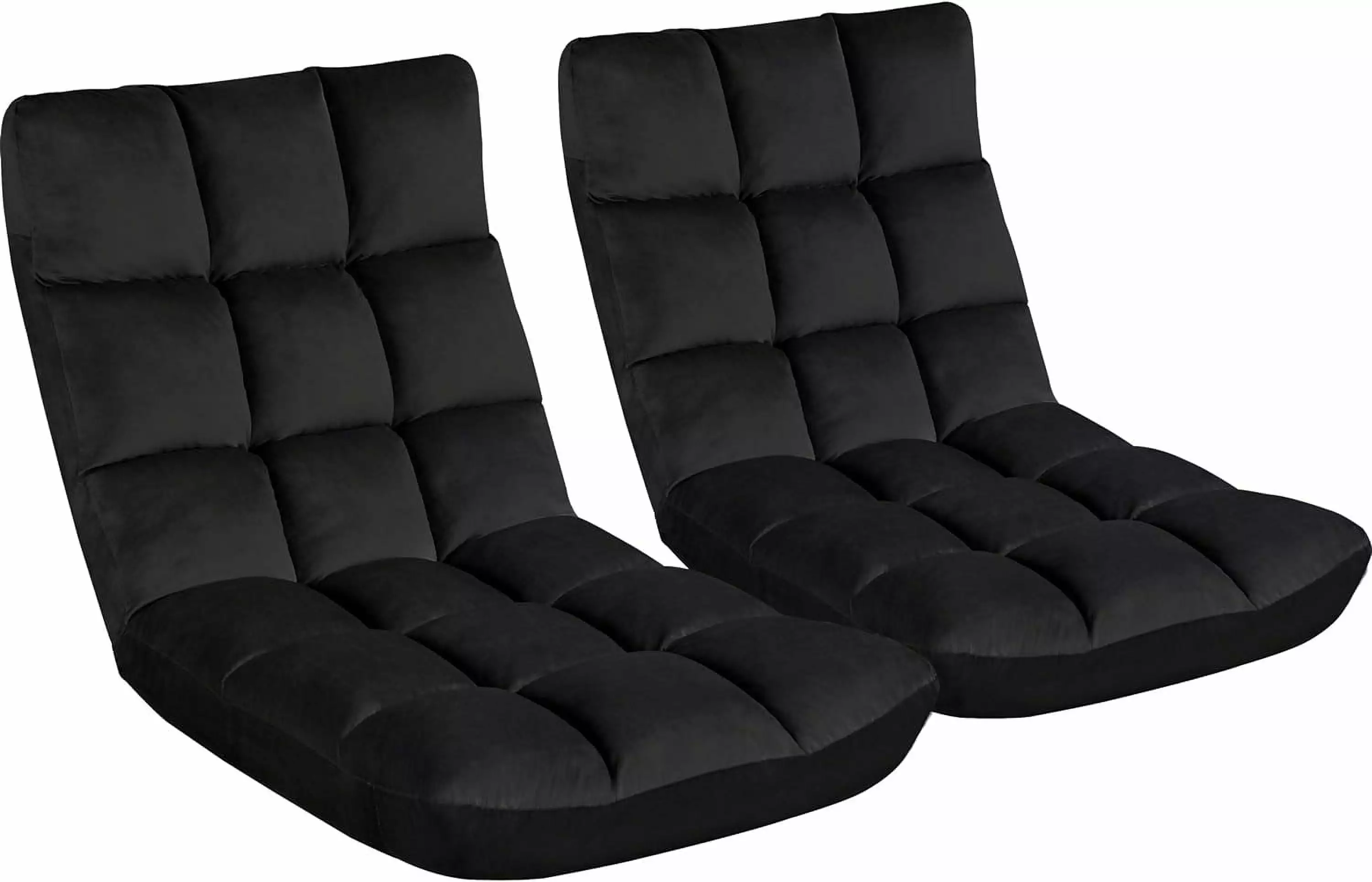 Folding Sofa Chair 14 Adjustable Position Padded Meditation Back Support Gaming Floor Chair Living Room Bedroom Black 2pcs...