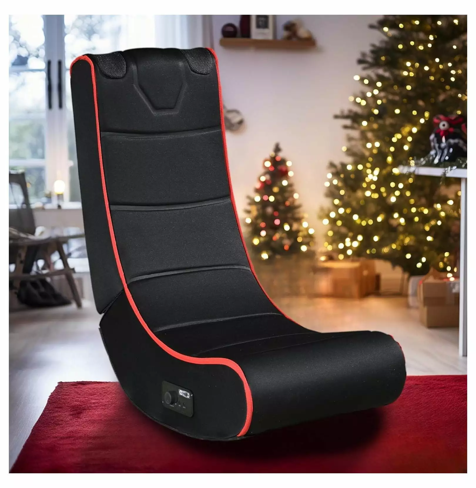 Black Floor Gaming Chair Speakers Adjustable Lazy Folding Gaming Chair Playing Video Games Back Support Generic