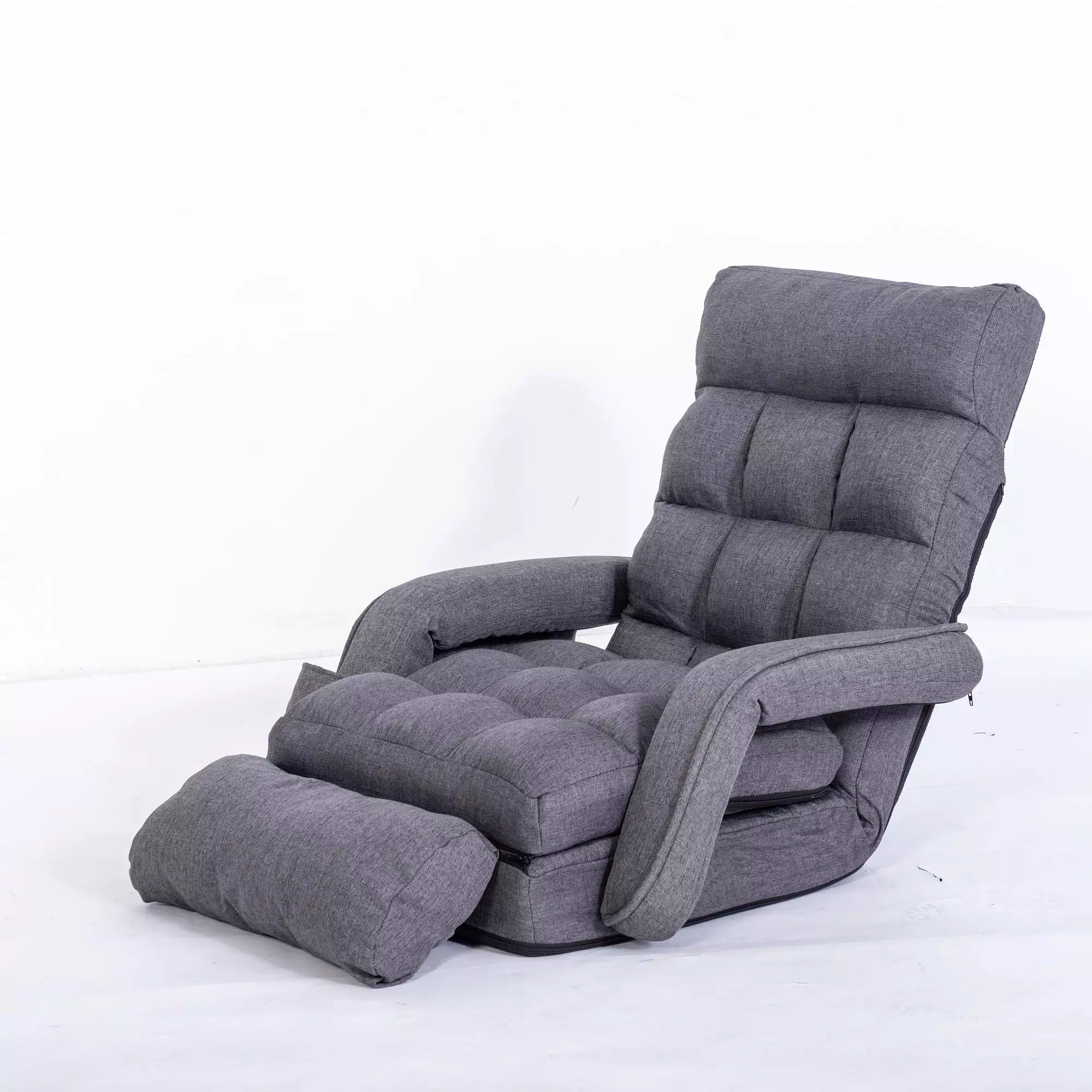 Lazy Sofa Bed Fold Floor Chair Soft Sleeper 6-Position Adjustable Recliner Dark Gray Ghislaine