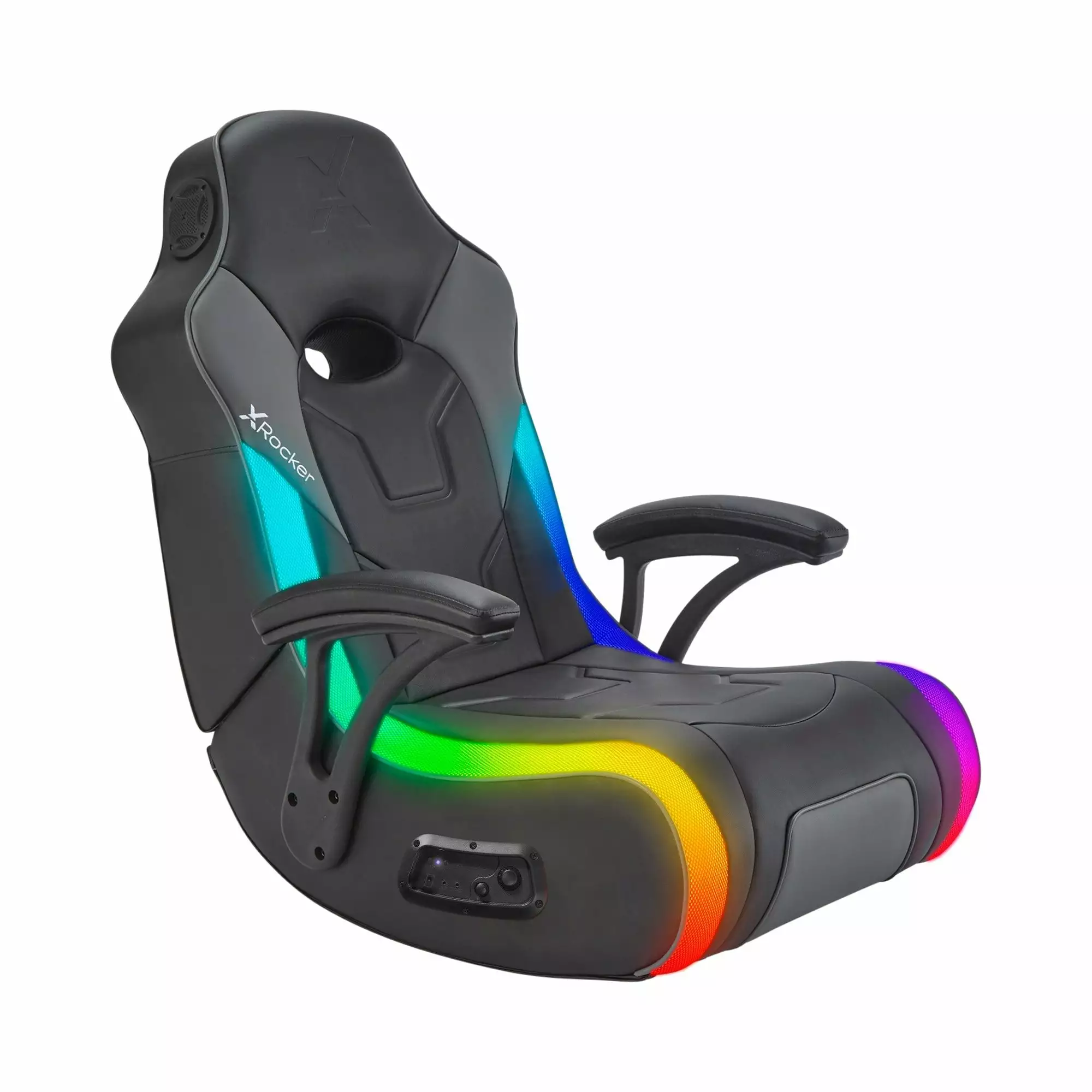 X Rocker G-Force RGB Audio Floor Rocker Gaming Chair Black LED 36.4 x 25.4 x 32.5 Inches