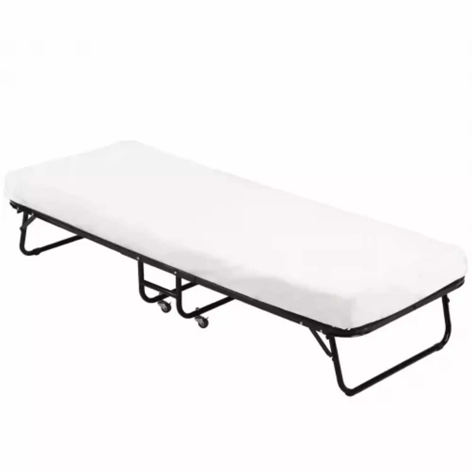 Folding Guest Bed Camping Cot 3.9 Inch Foam Mattress - Twin Size Rollaway Bed on Wheels Adults Dkeli