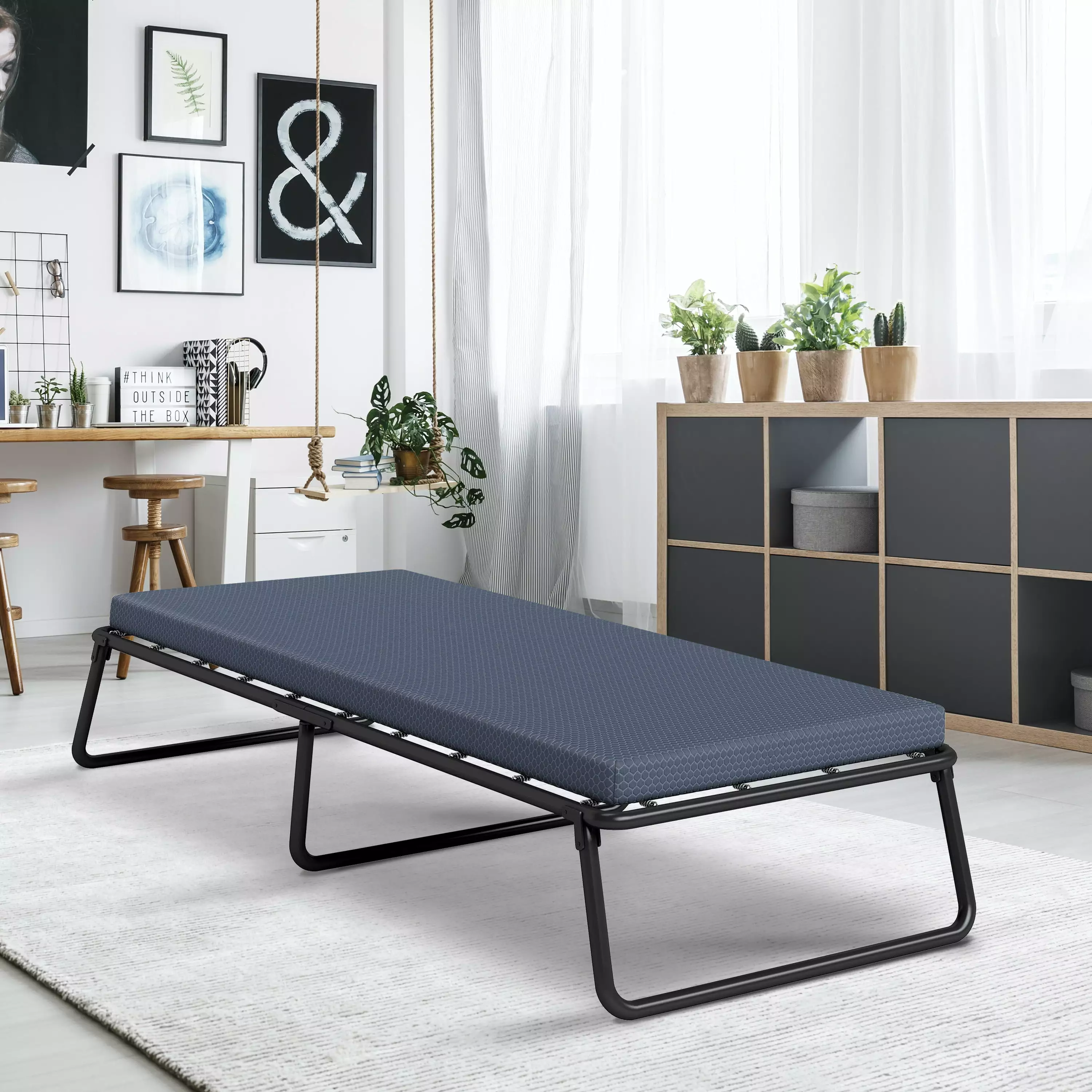 Henredon Folding Guest Bed Cot 3 Gellux Cooling Gel Foam Mattress Twin