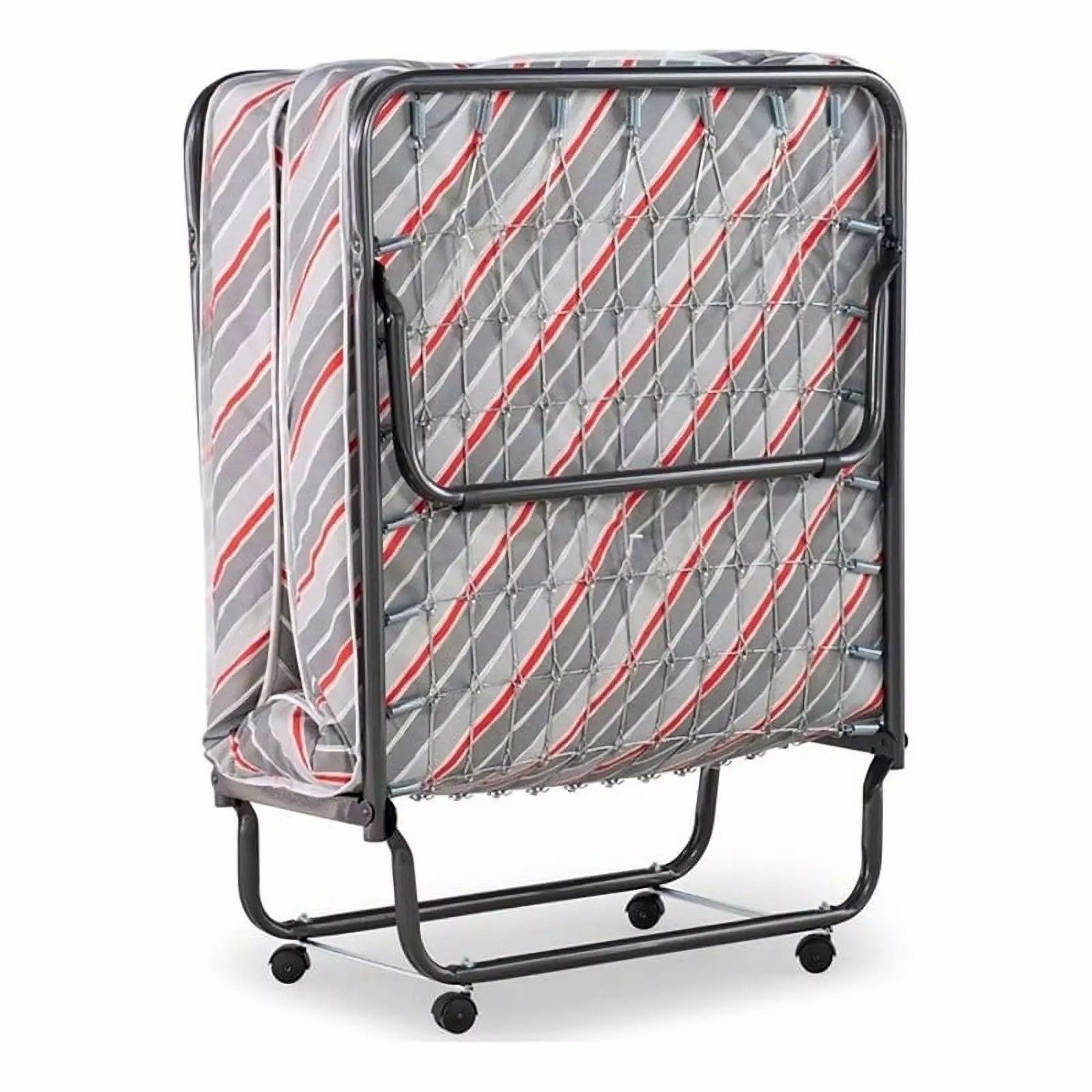 Riverbay Furniture Contemporary Metal Folding Bed Woven Design Gray