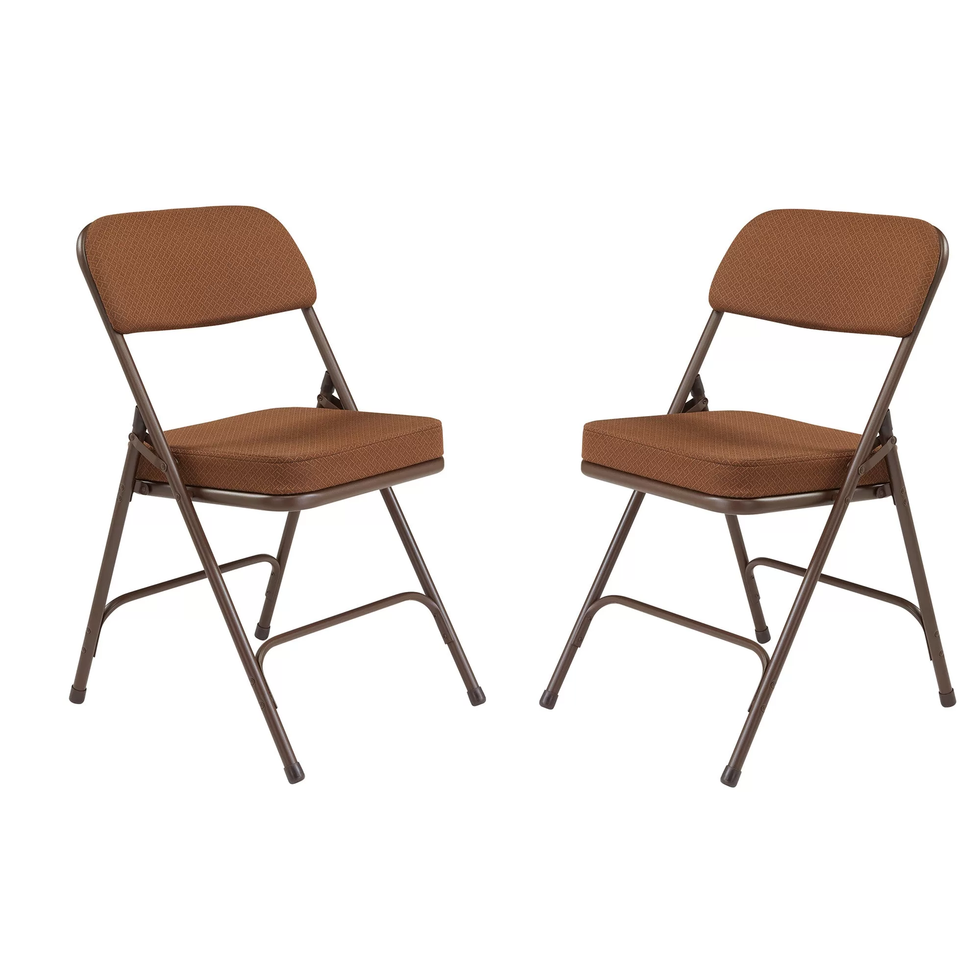 NPS 3200 Series 2 Inch Cushion Vinyl Upholstered Office Folding Chair Brown 2 Pack