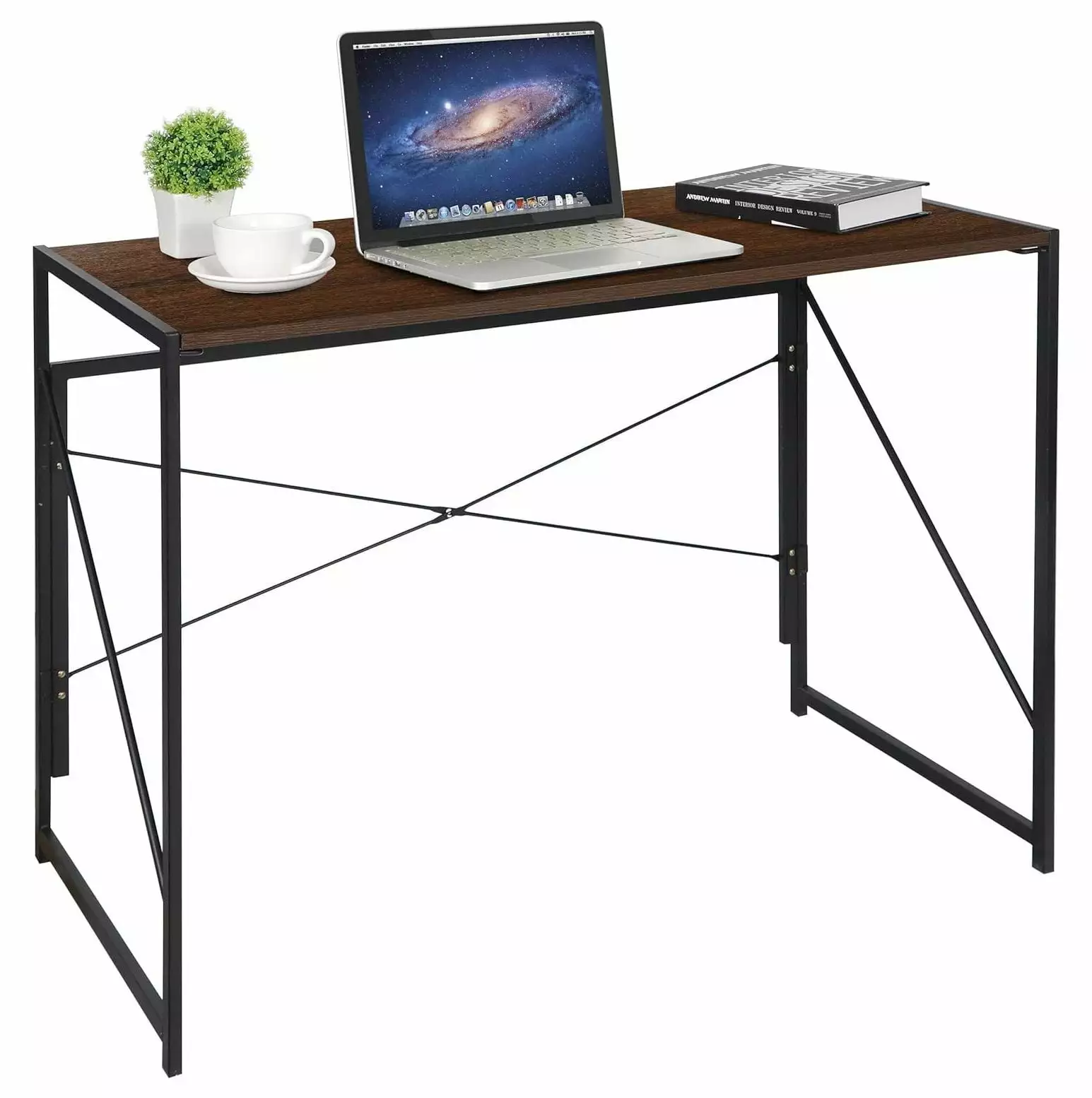 39 Inch Folding Computer Desk Writing Study Desk Home Office Corner Laptop Gaming Table Brown Cintbllter