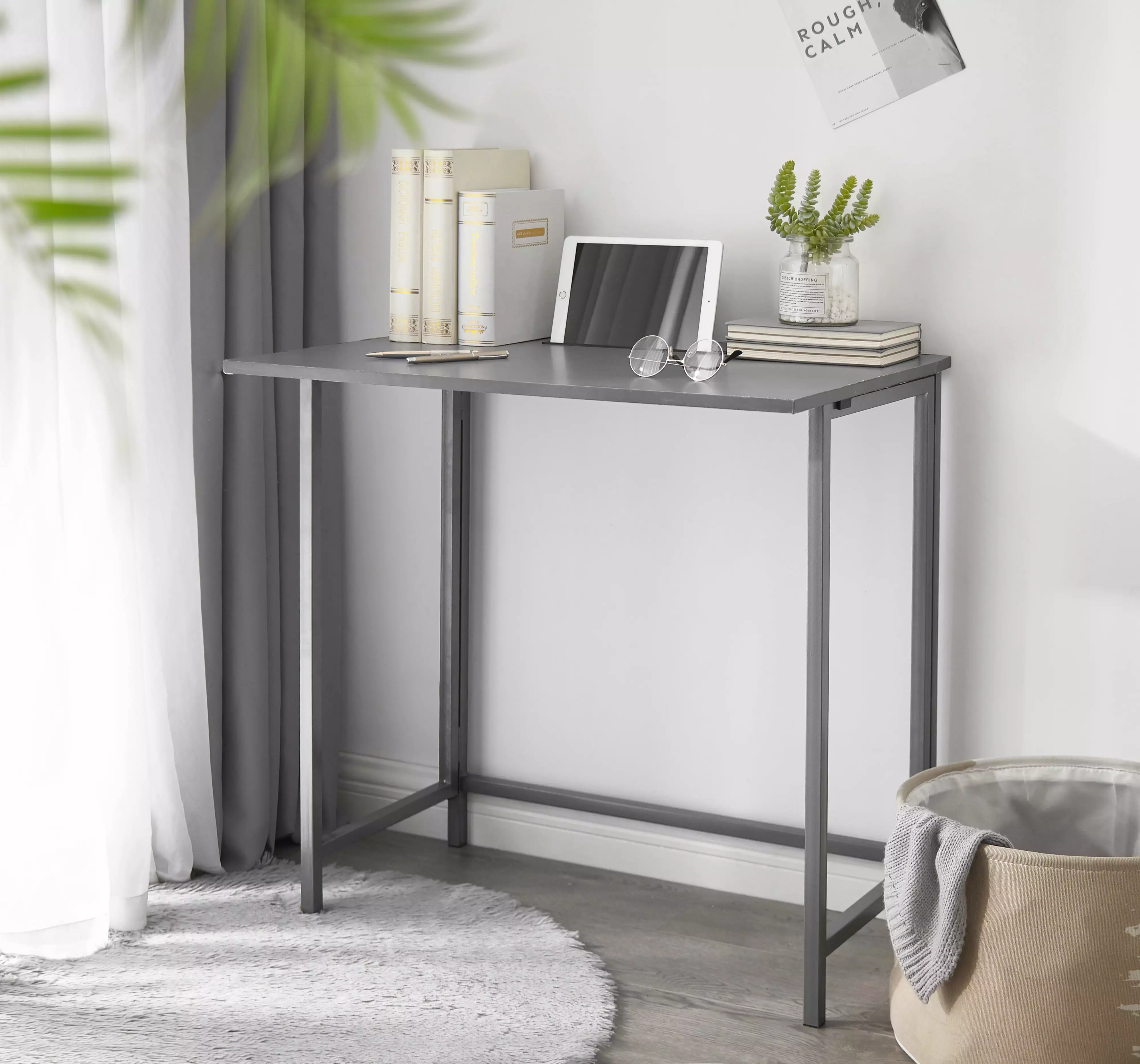Heritage Club Kids Folding Desk Tablet Slot Grey Compact Study Solution