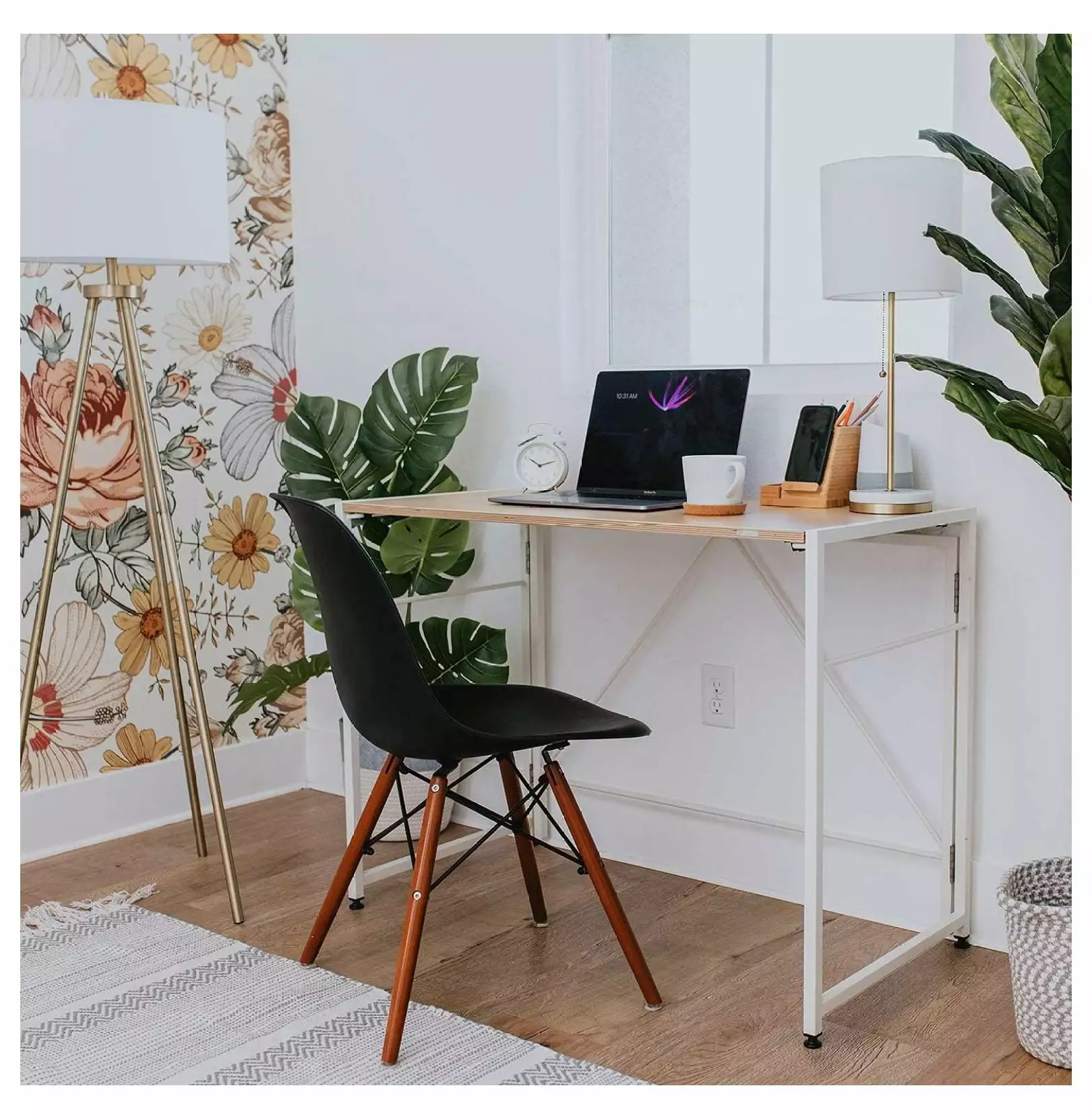 Modern Oak White Folding Computer Writing Desk Small Business JKALHFDJ