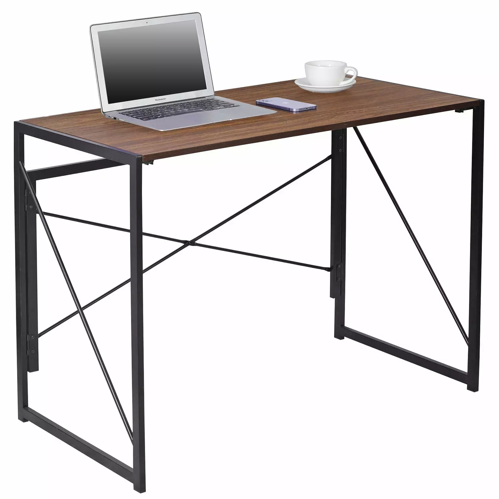 39 Inch Folding Computer Desk Writing Study Desk Laptop Table Home Office Brown UNBRAND