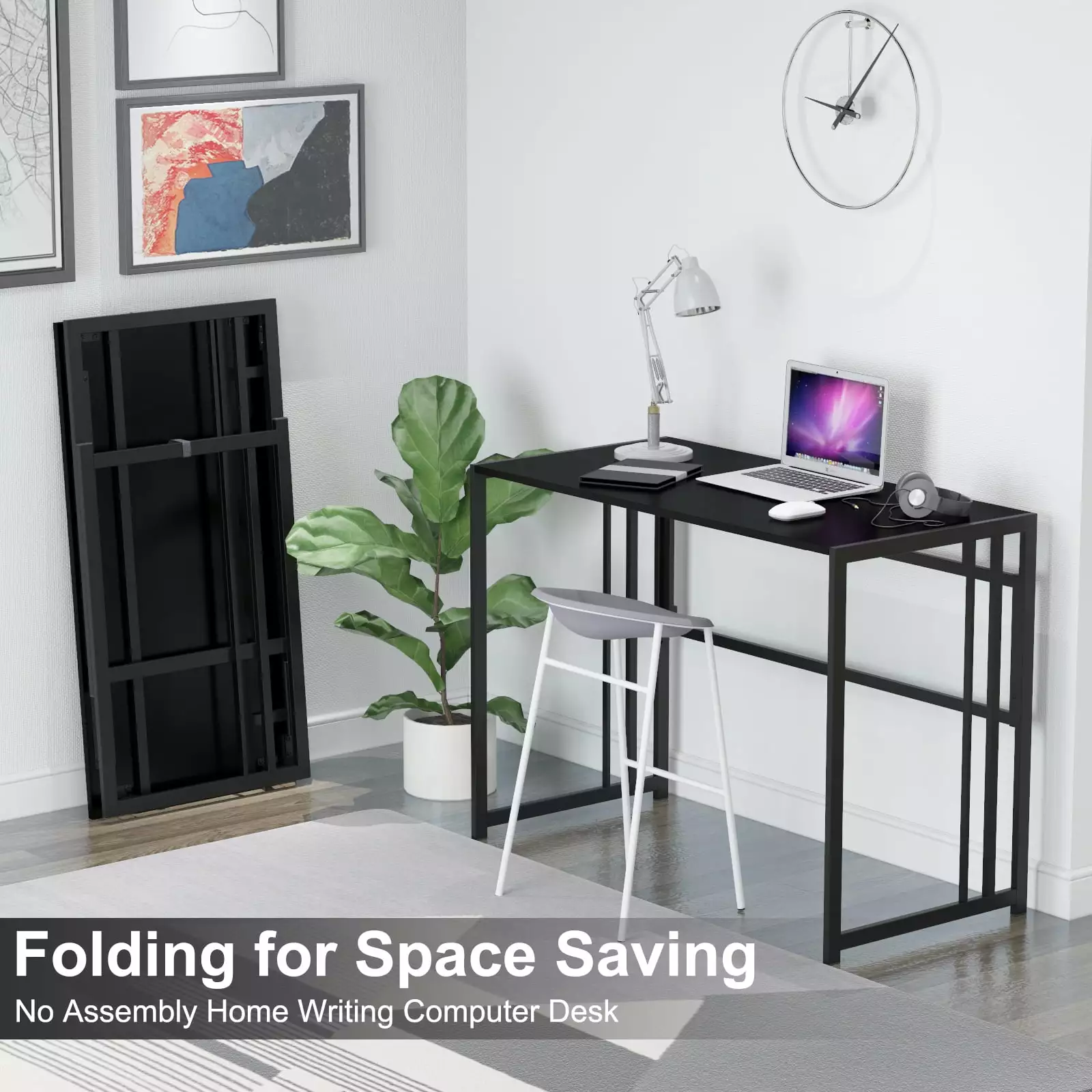 Yoneston Folding Desk Writing Computer Desk Small Spaces Black