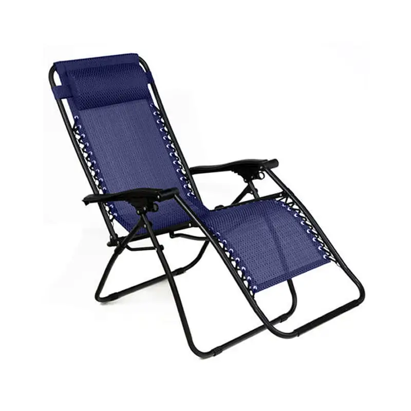 Living Accents Multi-Position Navy Blue Folding Lounger Pack 2