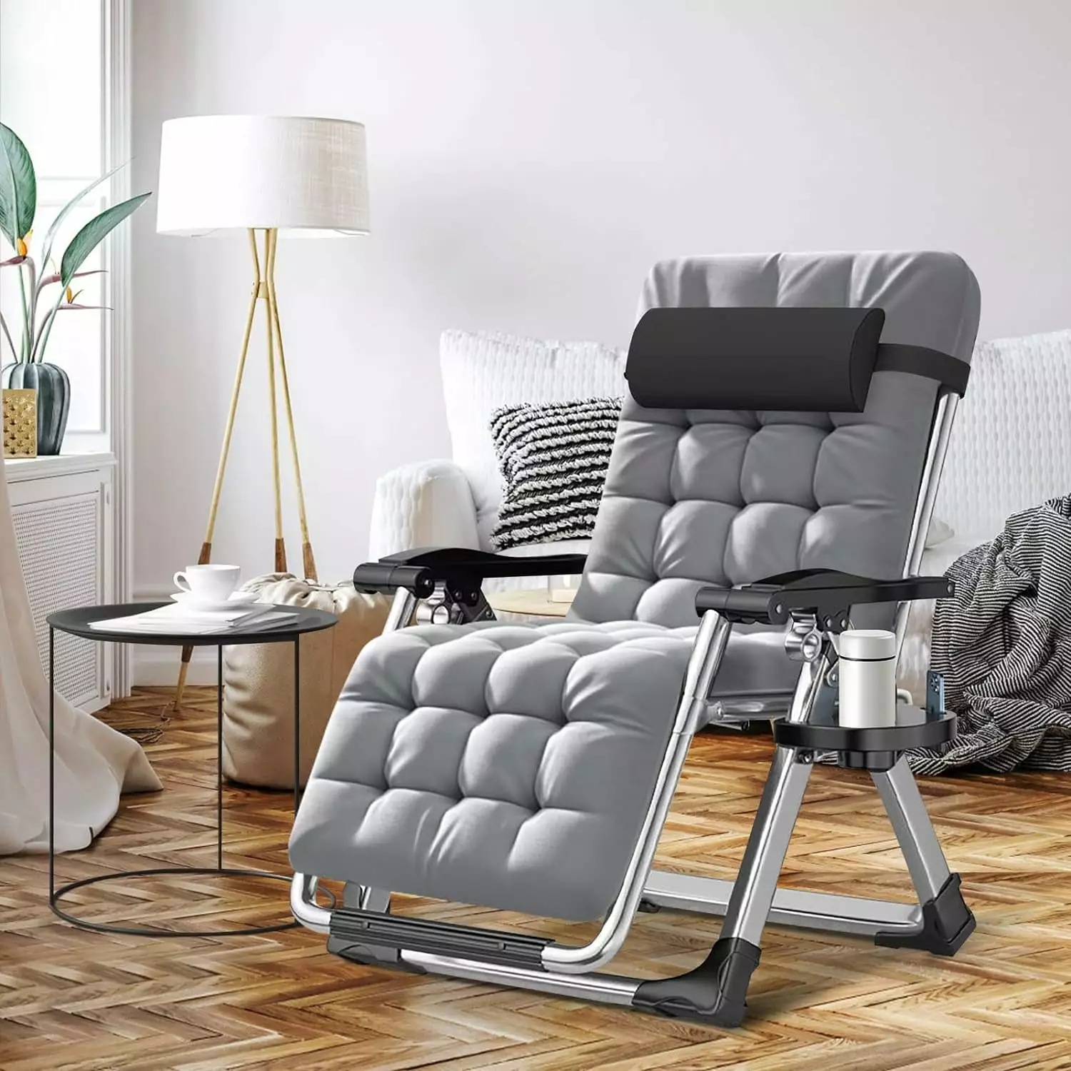 Adjustable Folding Recliner Chair Cushion Living Room Bedroom or Office TRAHOO