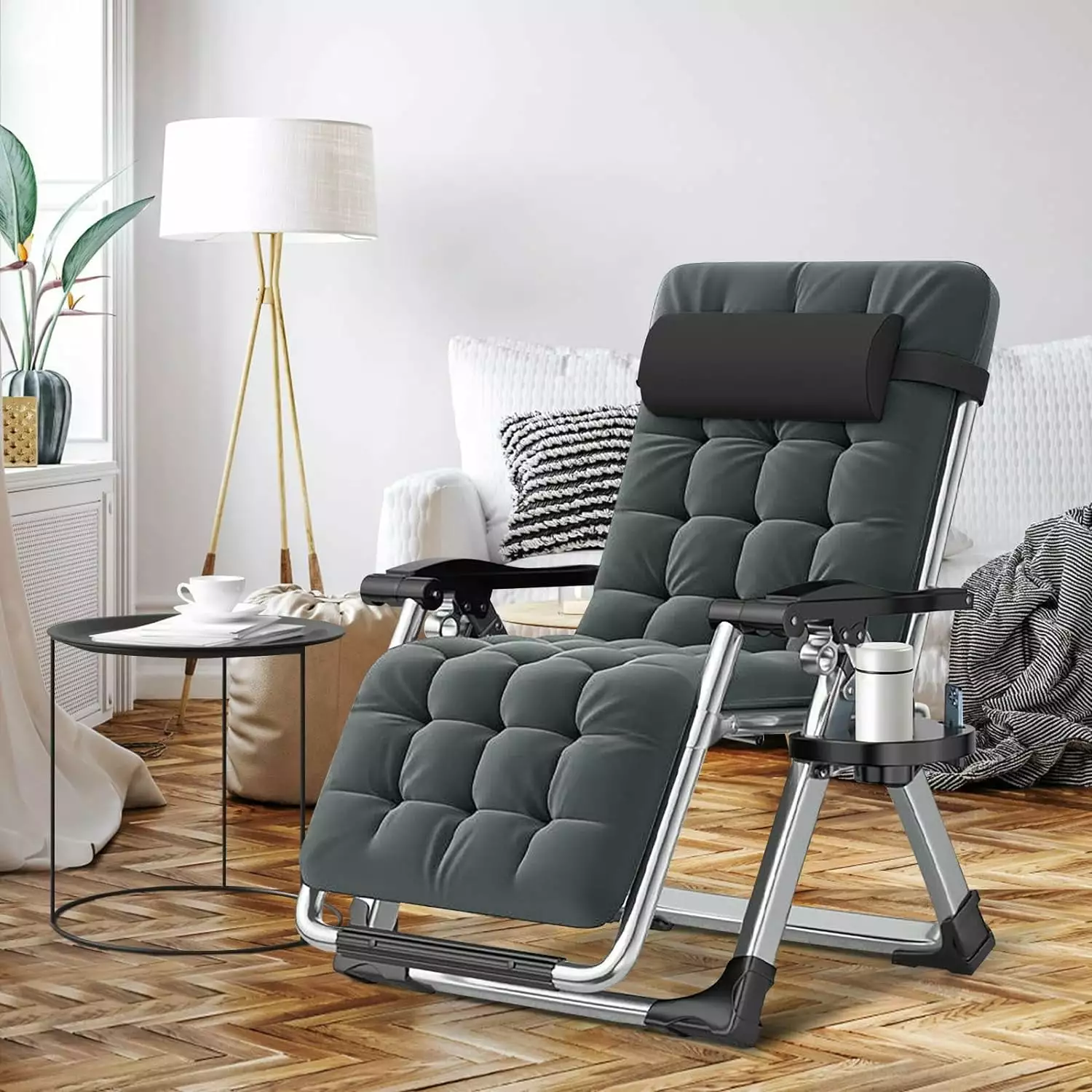 Adjustable Folding Recliner Chair Cushion Living Room Bedroom or Office TRAHOO