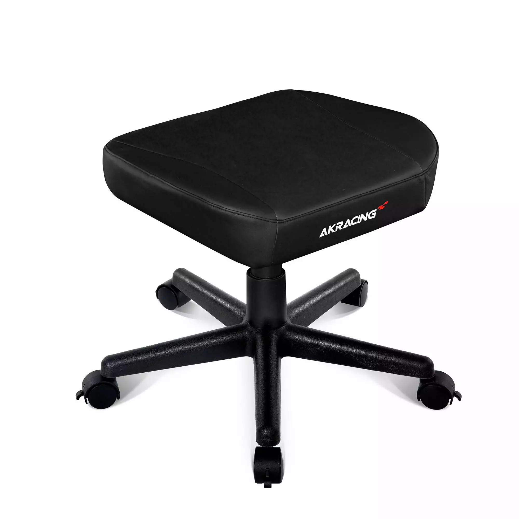 AKRacing Ottoman Footrest PU Leather Upholstery Adjustable Height and Swivel Wheels Black