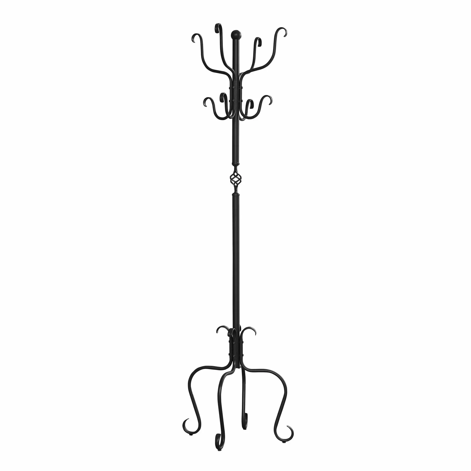 21 x 21 x 74 Black Metal Coat Rack Entryway Hallway HomeRoots