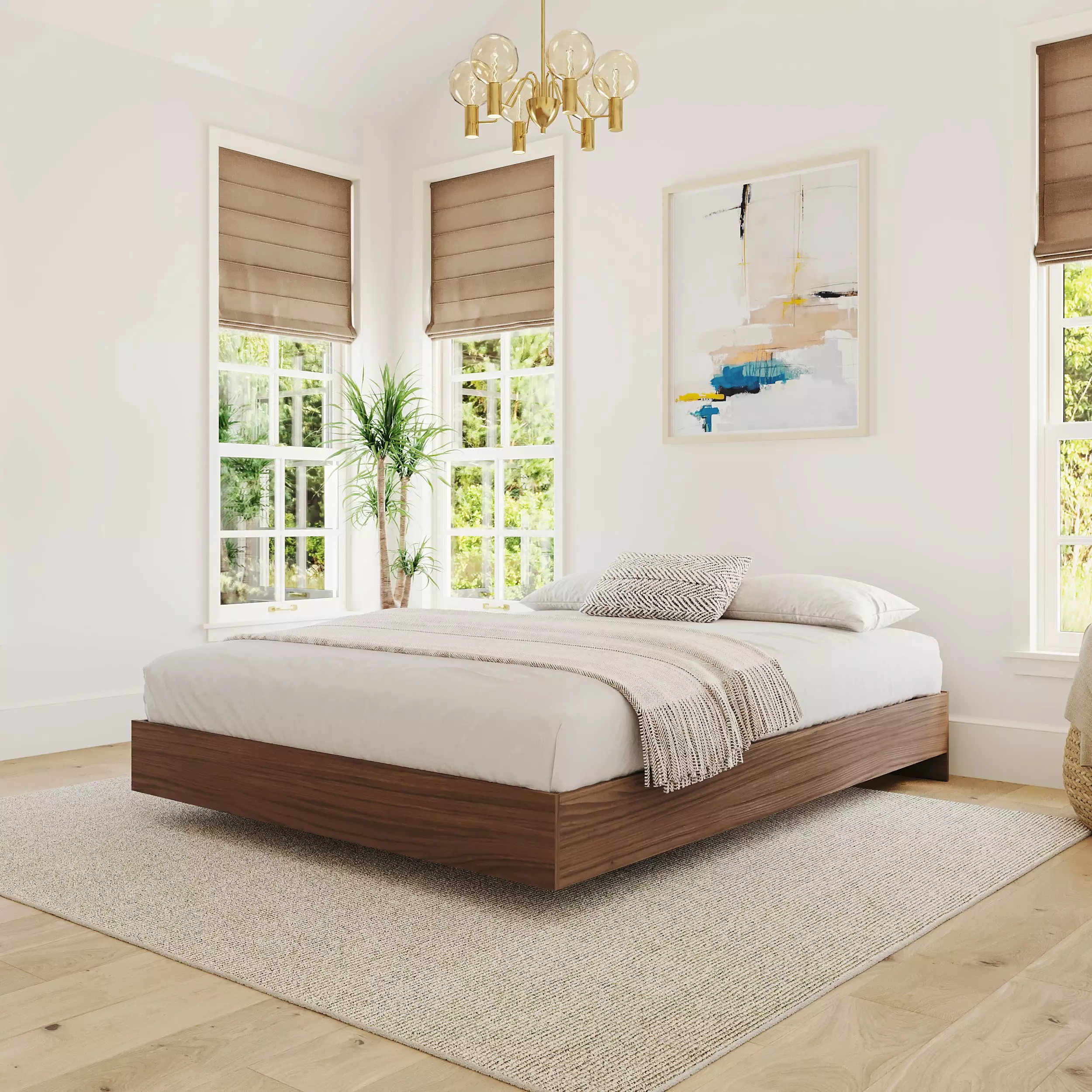 Nexera Full Size Platform Wood Bed Frame Walnut